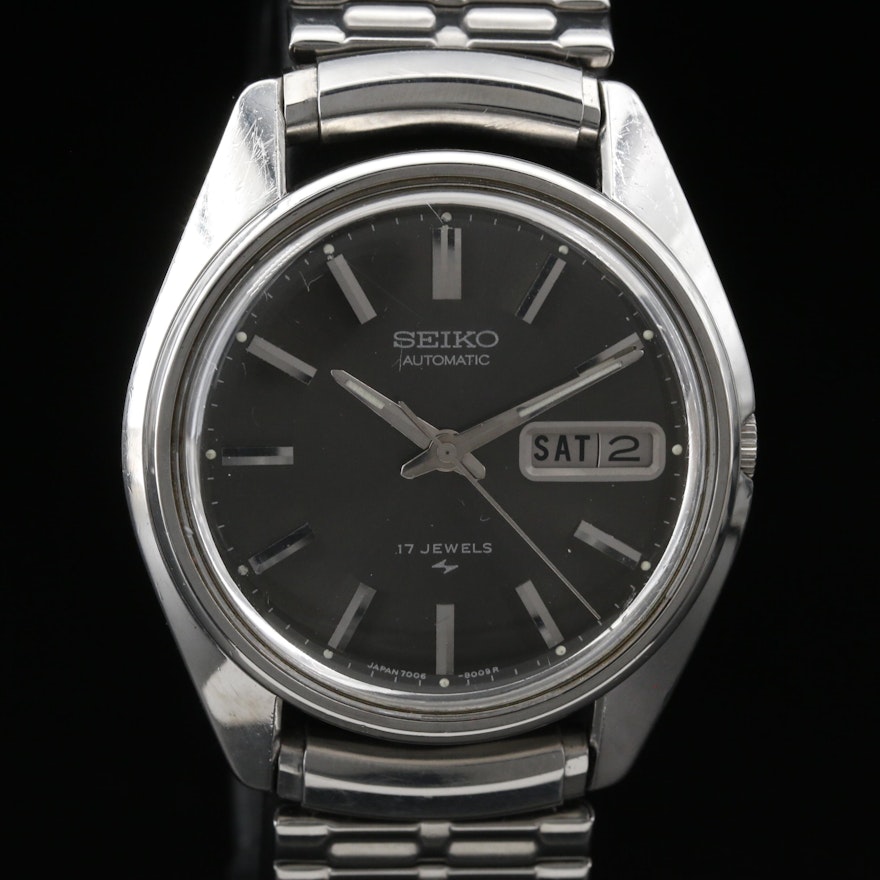 Seiko Stainless Steel Automatic Day/Date Wristwatch