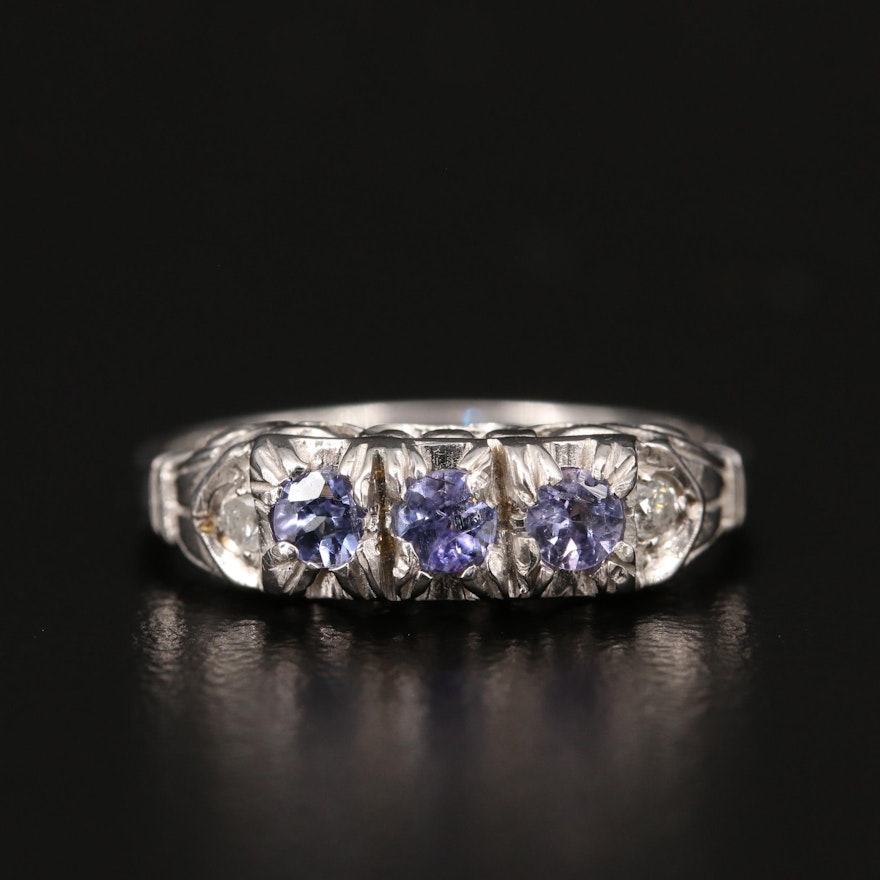 18K Diamond and Tanzanite Ring