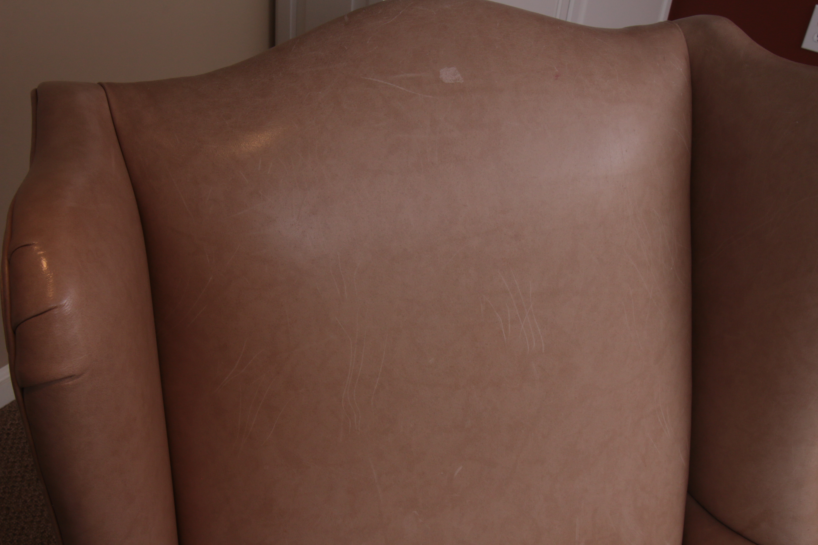 Ethan Allen Queen Anne-Style Leather-Upholstered Wingback Armchair