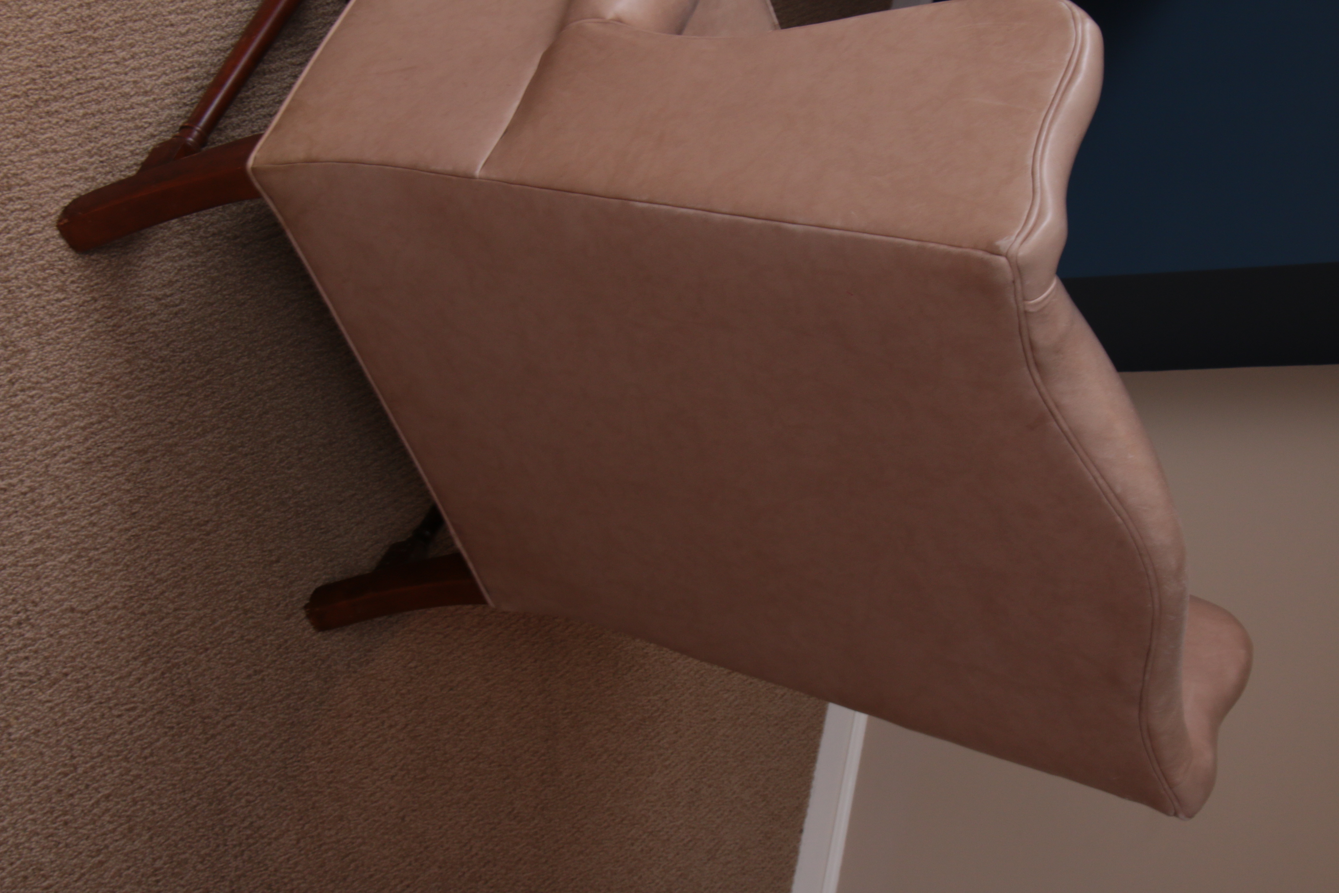 Ethan Allen Queen Anne-Style Leather-Upholstered Wingback Armchair