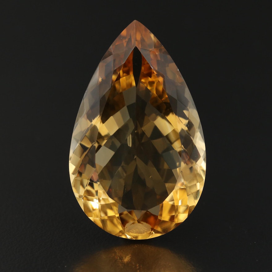 Loose 68.22 CT Pear Faceted Citrine