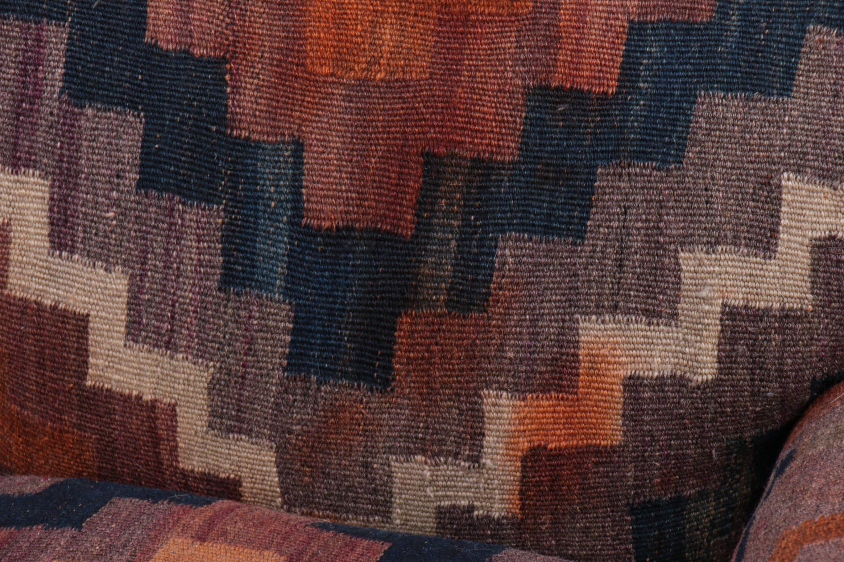Handwoven Turkish Kilim-Upholstered Armchair with Throw Pillow