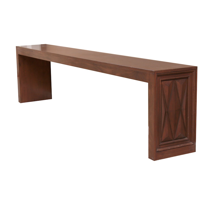 Mid Century Modern Style Minimalist Walnut Console Table, Mid to Late 20th C.