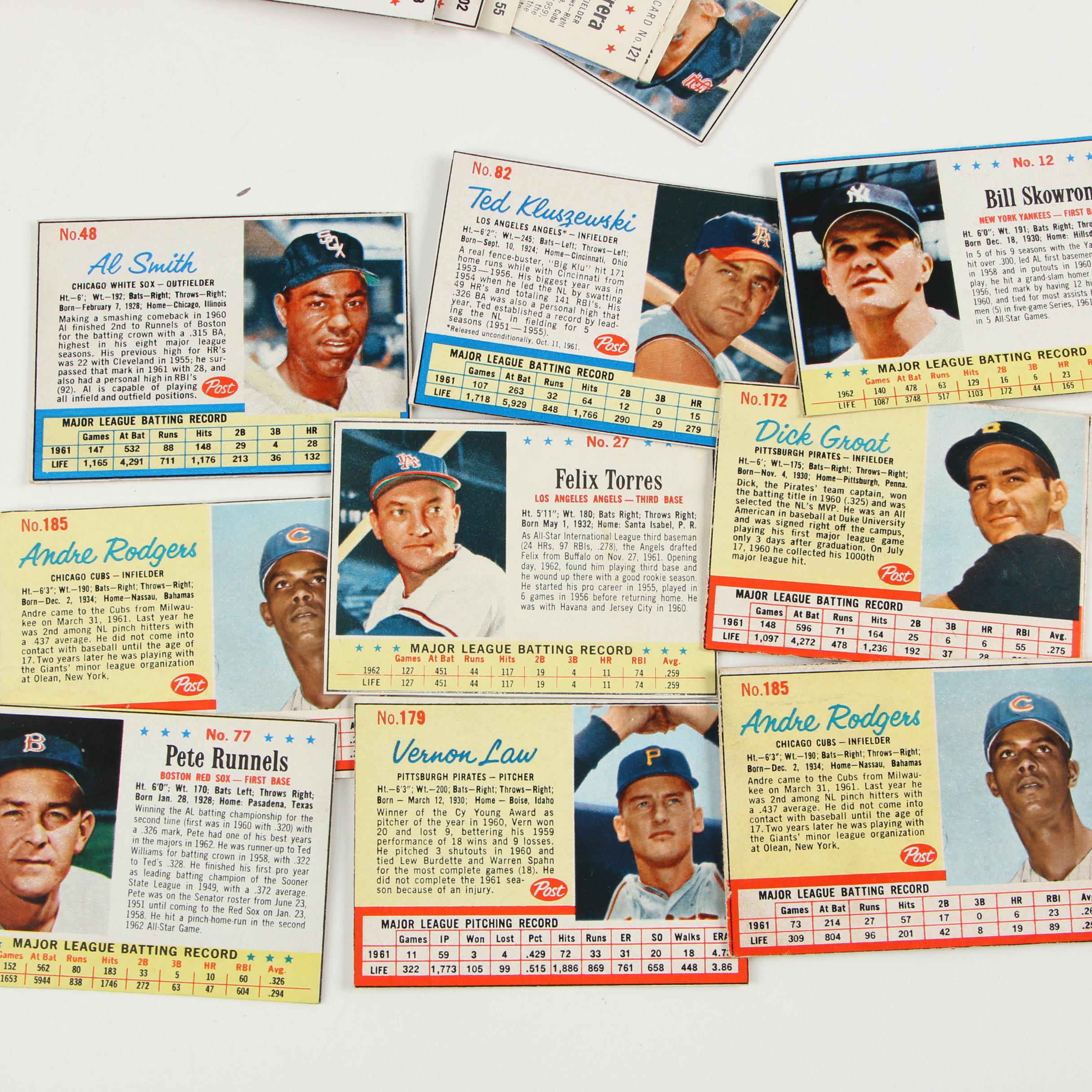 Early 1960s Post Cereal Baseball Cards with Stars and Hall of Fame Players