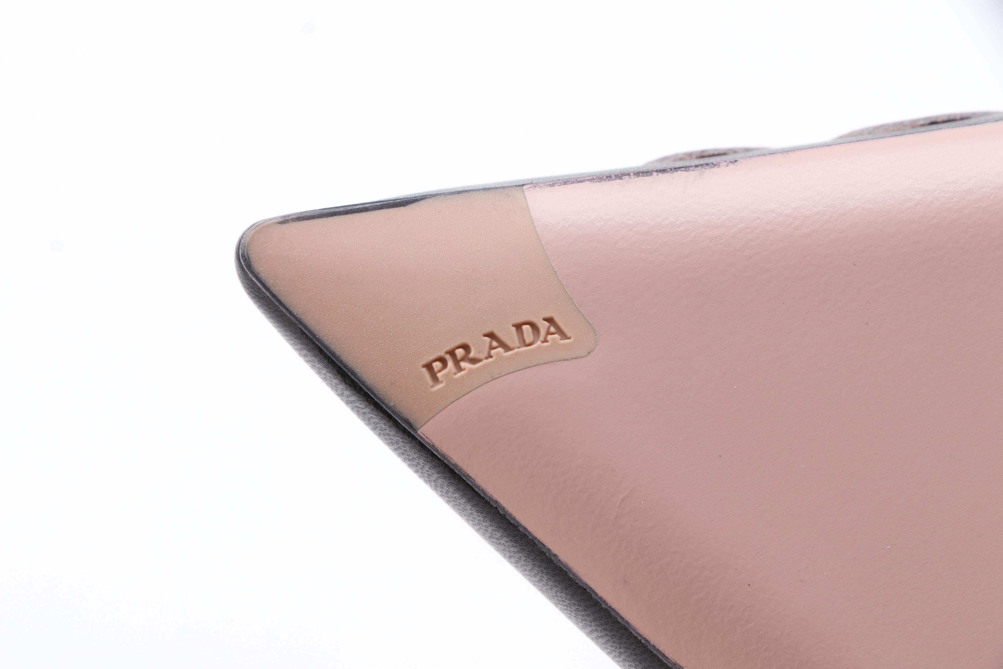 Prada Capretto Fiori Leather Pointed-Toe Pumps