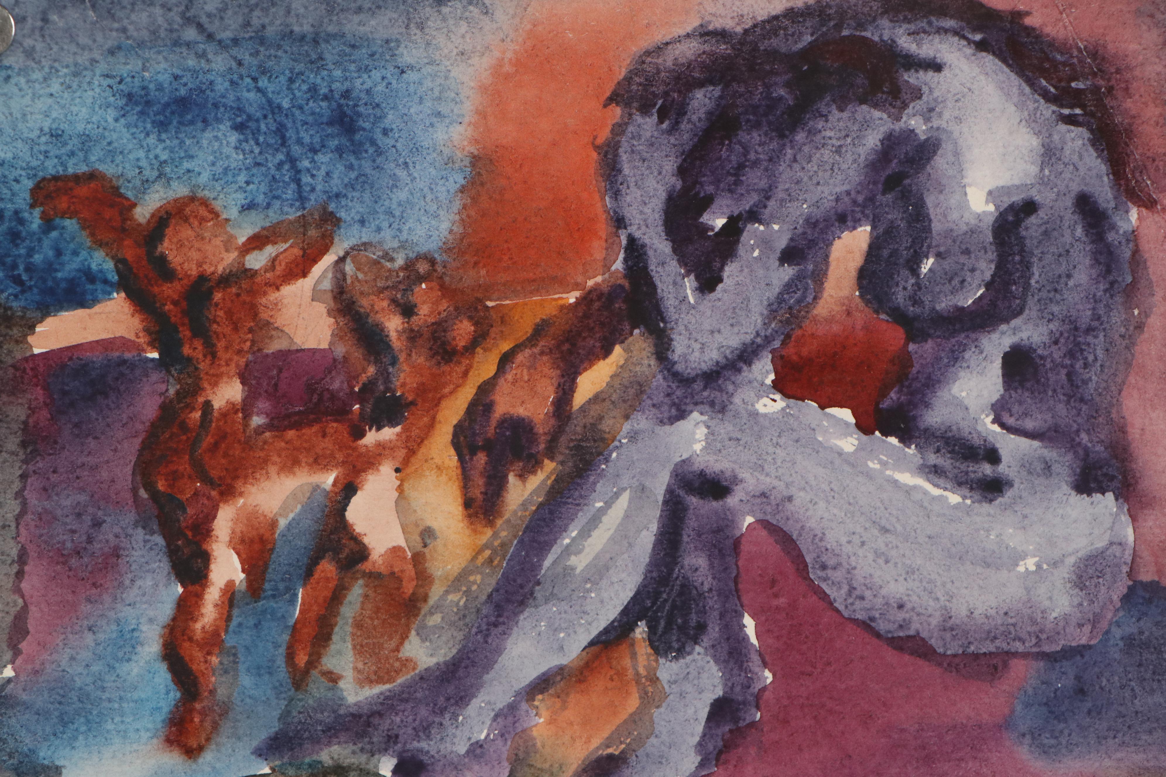 Leroy Ebert Mixed Media Painting and Watercolor Painting of Dancers