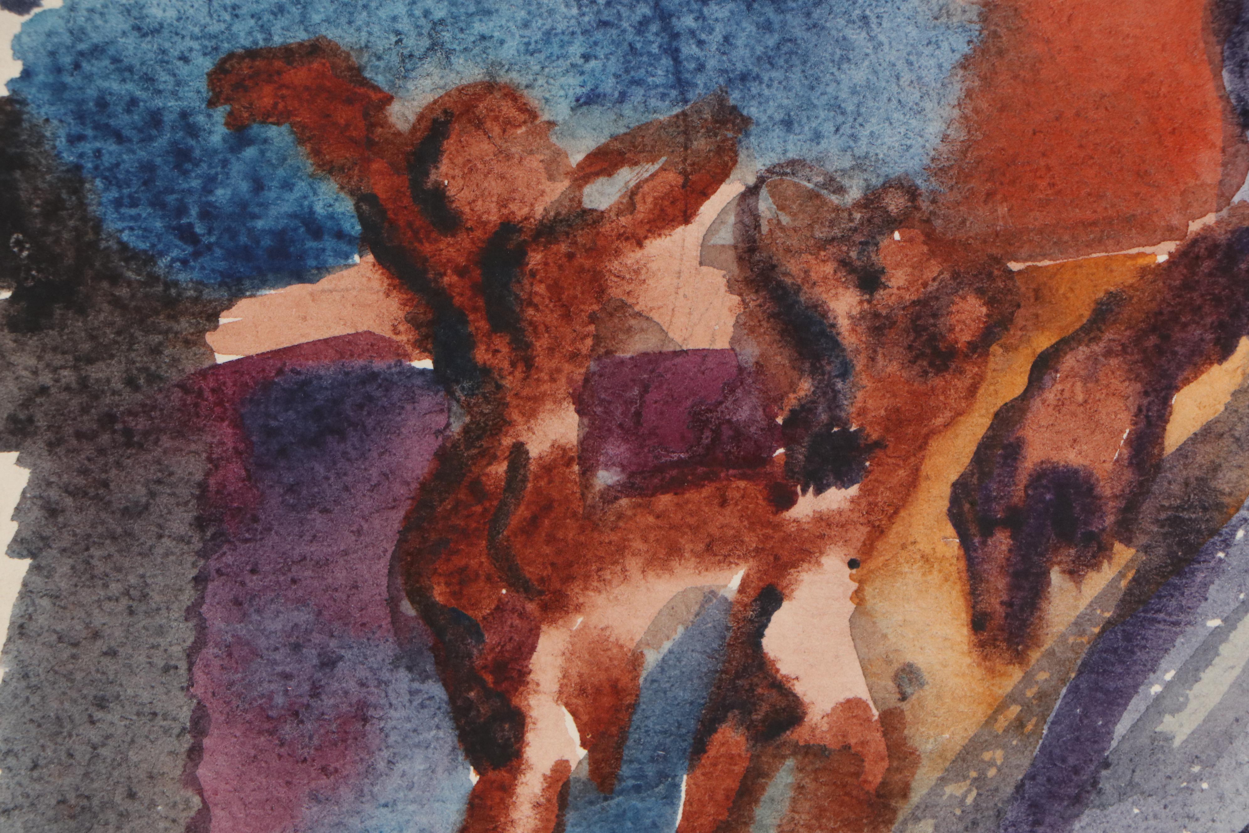 Leroy Ebert Mixed Media Painting and Watercolor Painting of Dancers