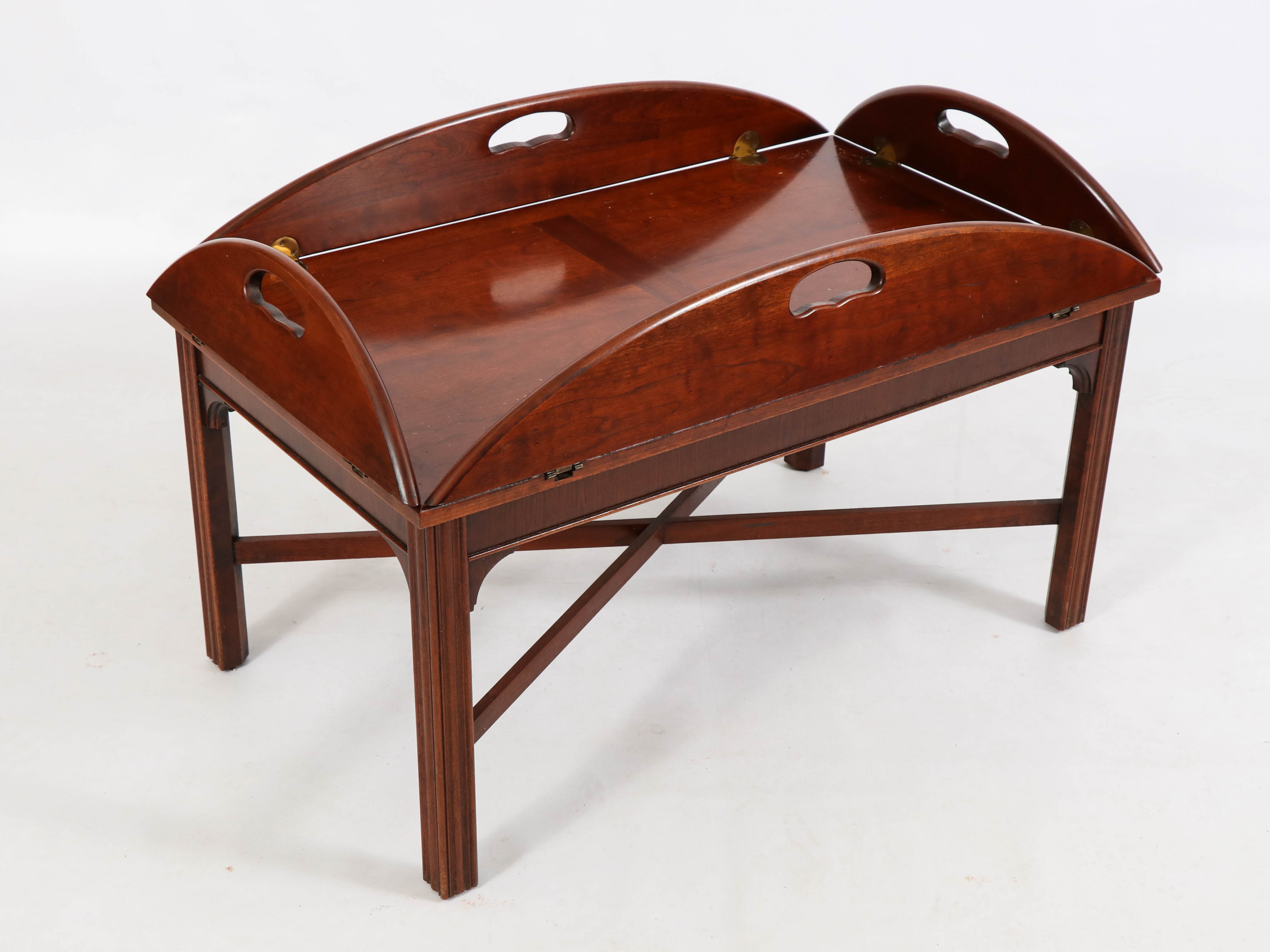 Chippendale Style Wood Butler's Tray Table, Late 20th Century