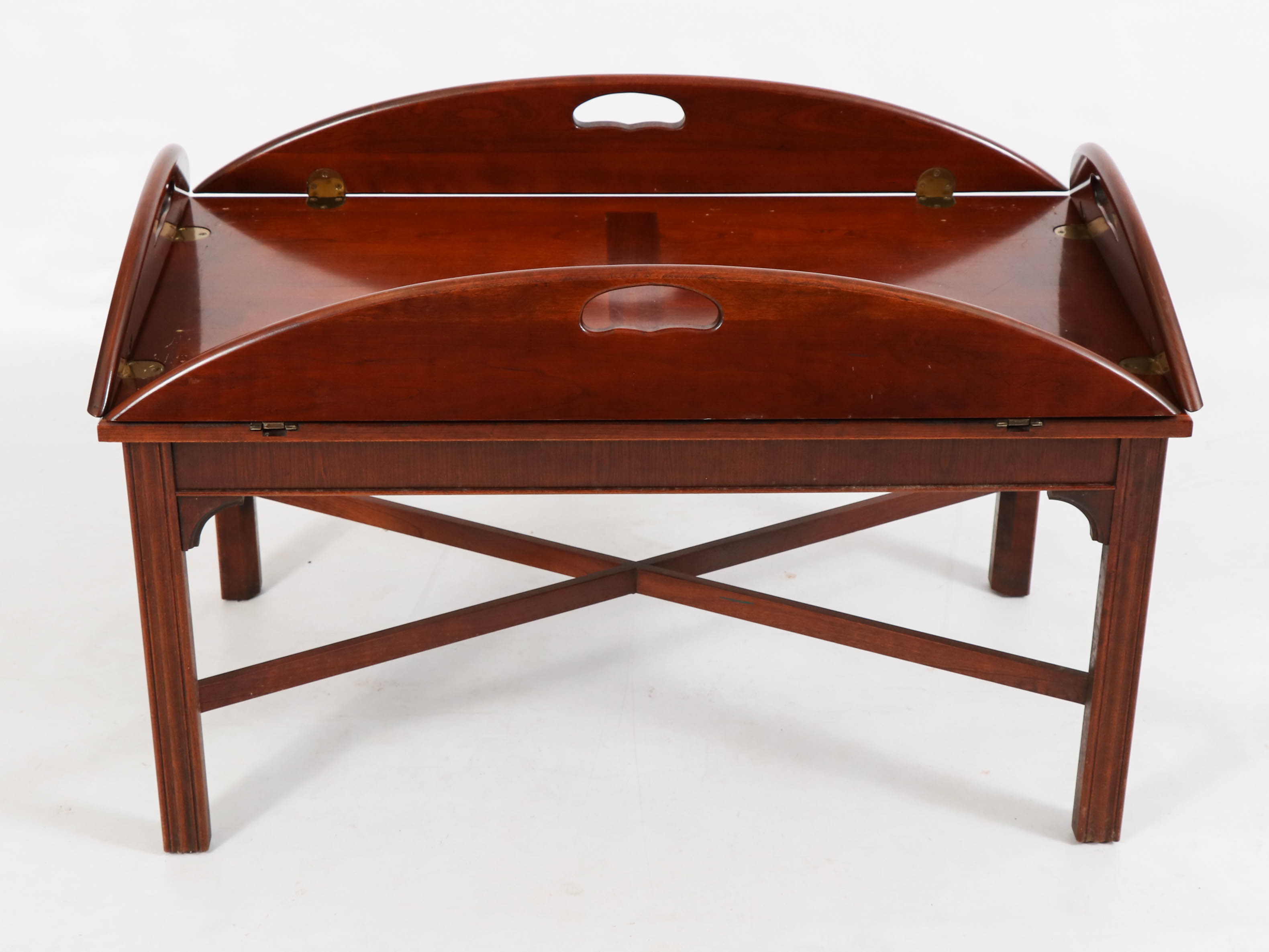 Chippendale Style Wood Butler's Tray Table, Late 20th Century