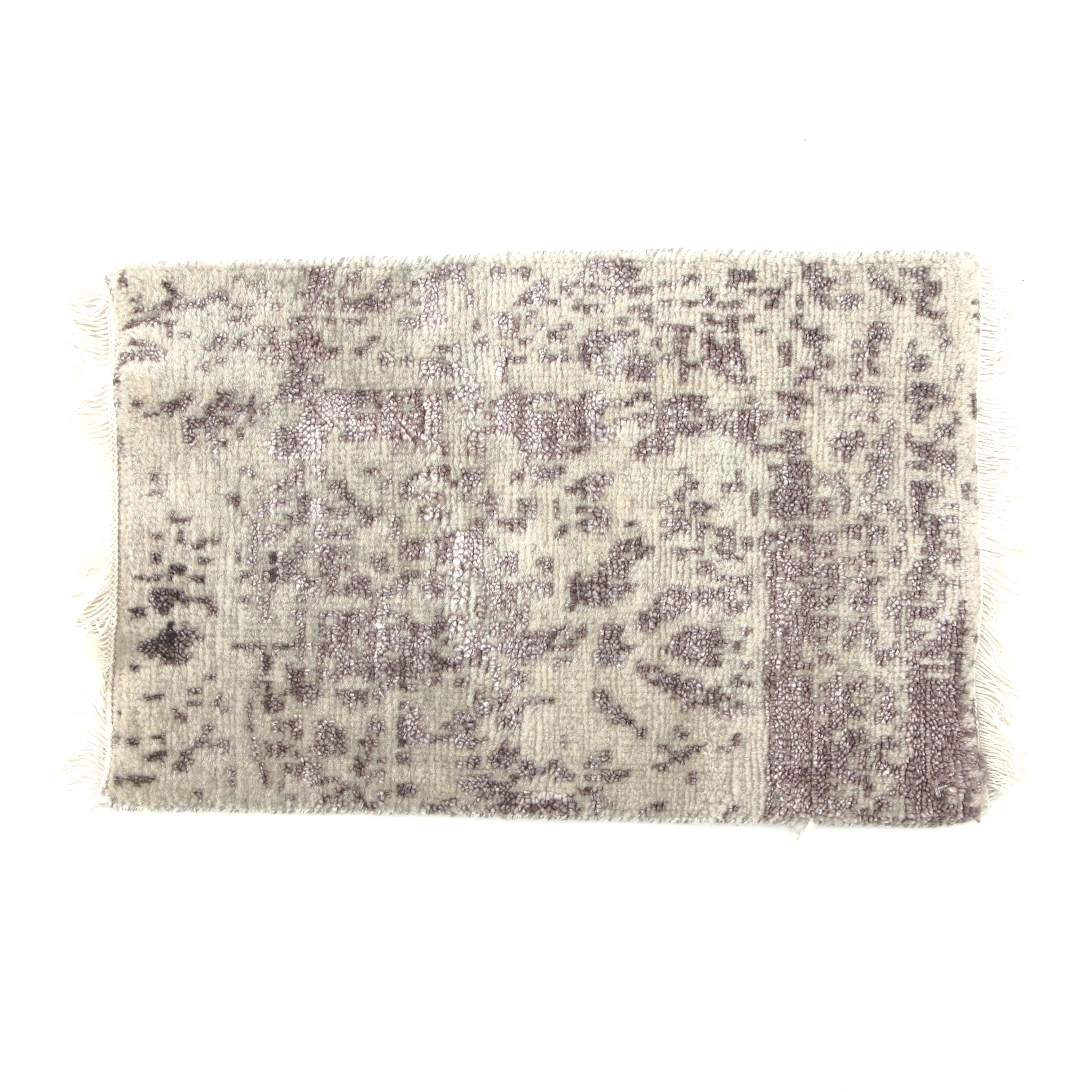 1'0 x 1'6 Indian Modern Style Wool Blend Accent Rug