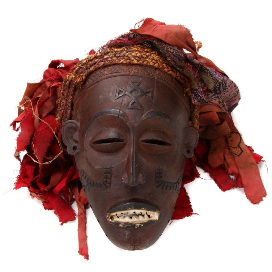 Chokwe Hand-Carved Wooden Mask, Central Africa