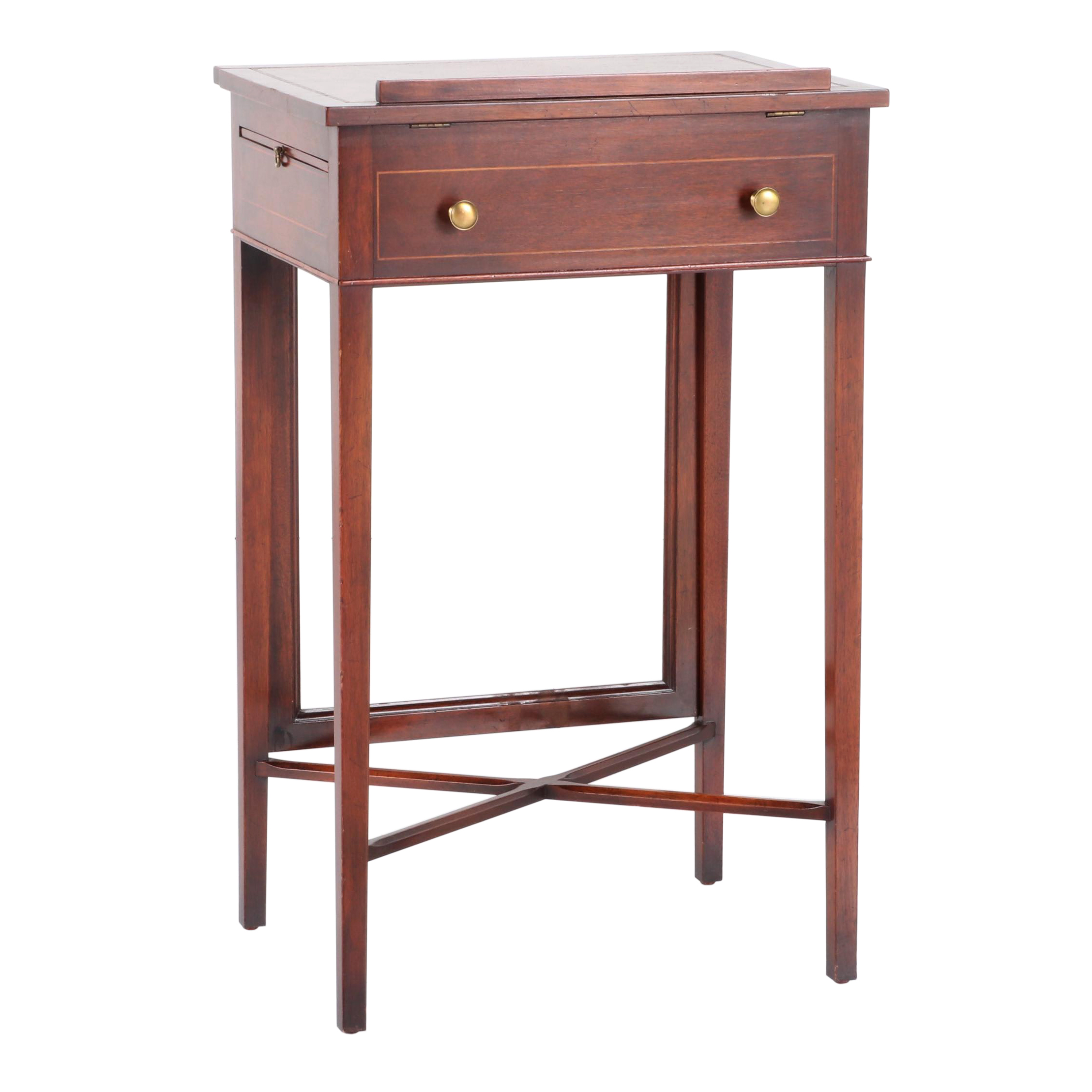 Colonial Mahogany Lecturn Stand with Embossed Leather Top