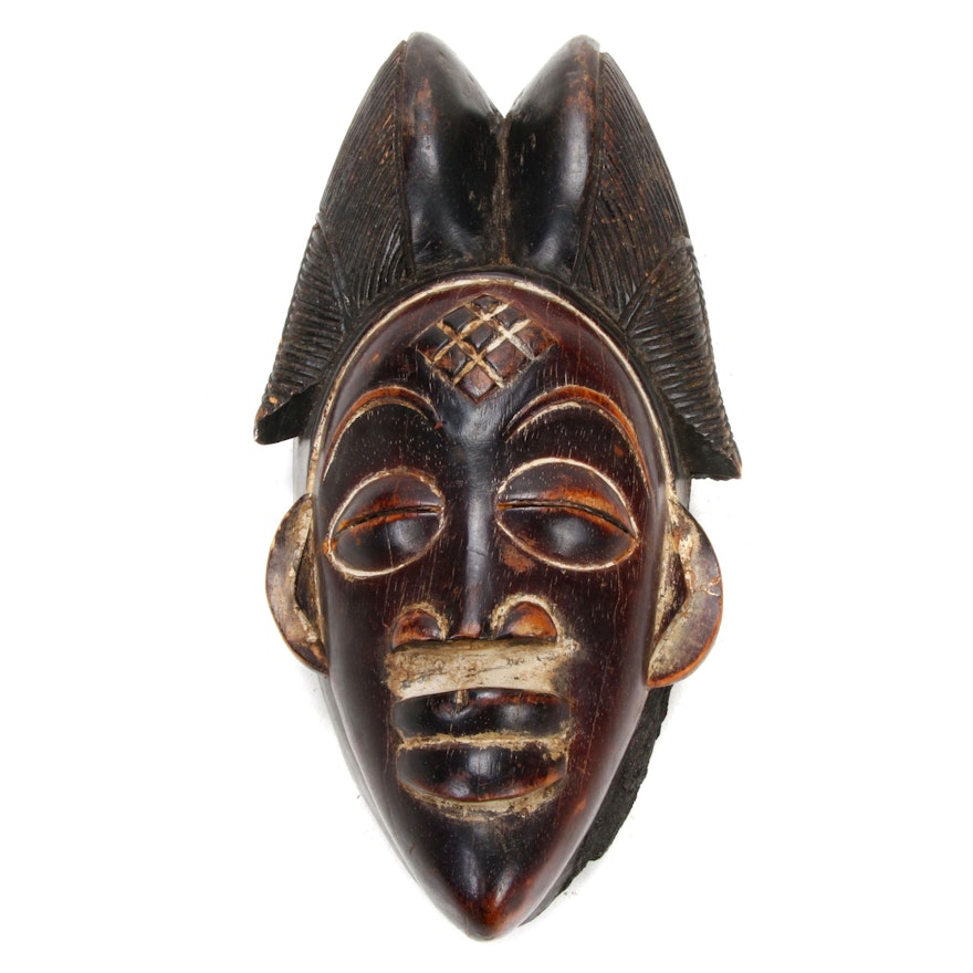 Punu Hand-Carved Wooden Mask, Central Africa