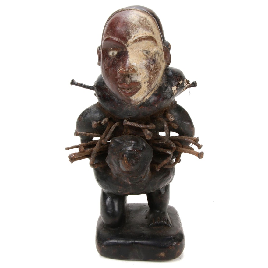 Yombe Style "Nkisi N'Kondi" Double-Faced Power Figure, Central Africa