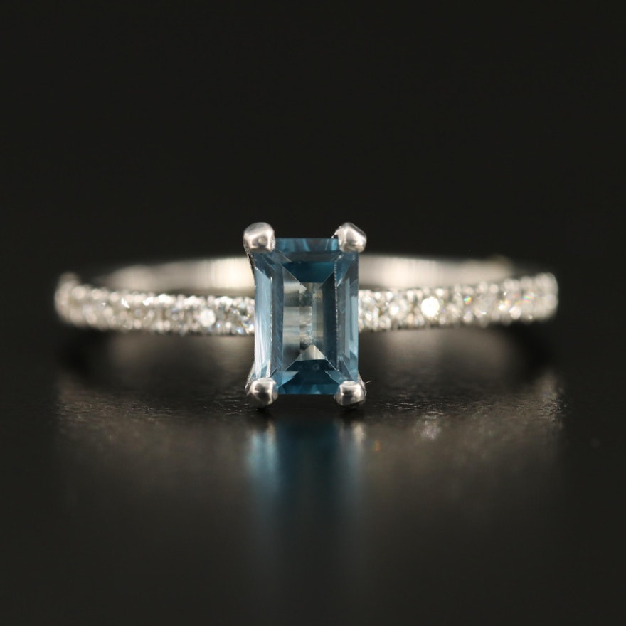 14K Topaz and Diamond Cathedral Ring