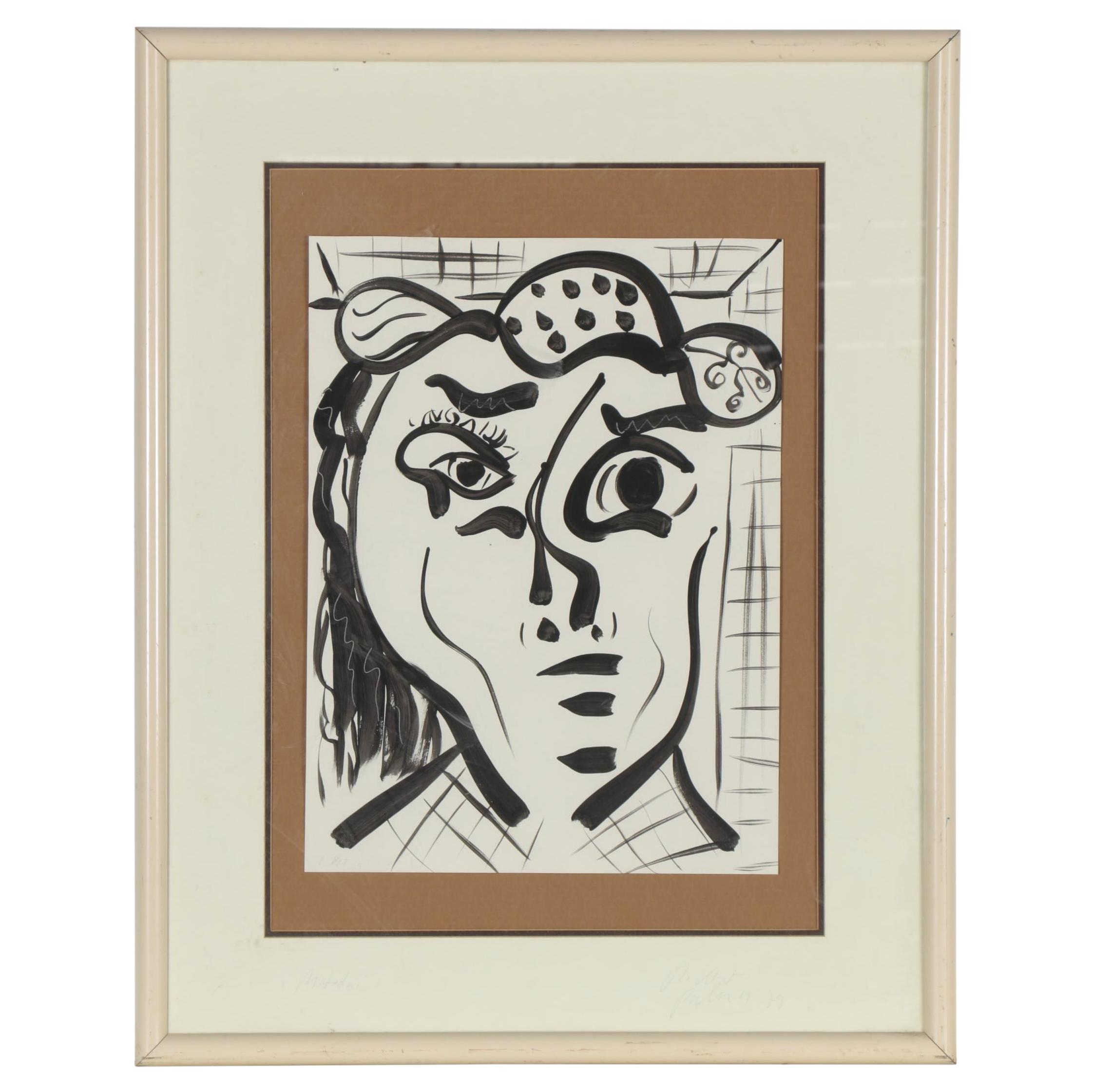 Peter Keil Abstract Portrait Acrylic Painting "Matador", 1979