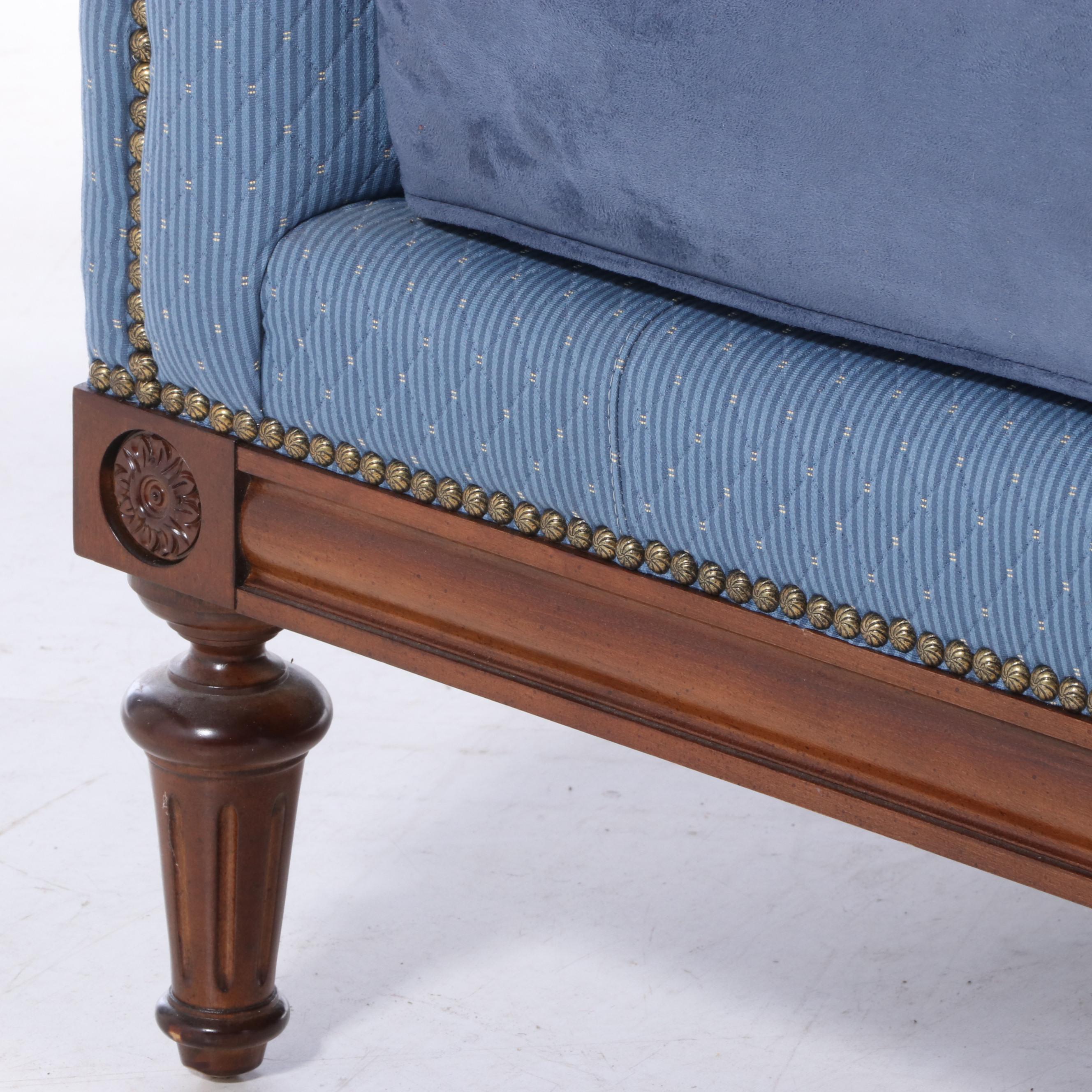 Upholstered Settee with Bolster Accent Pillows