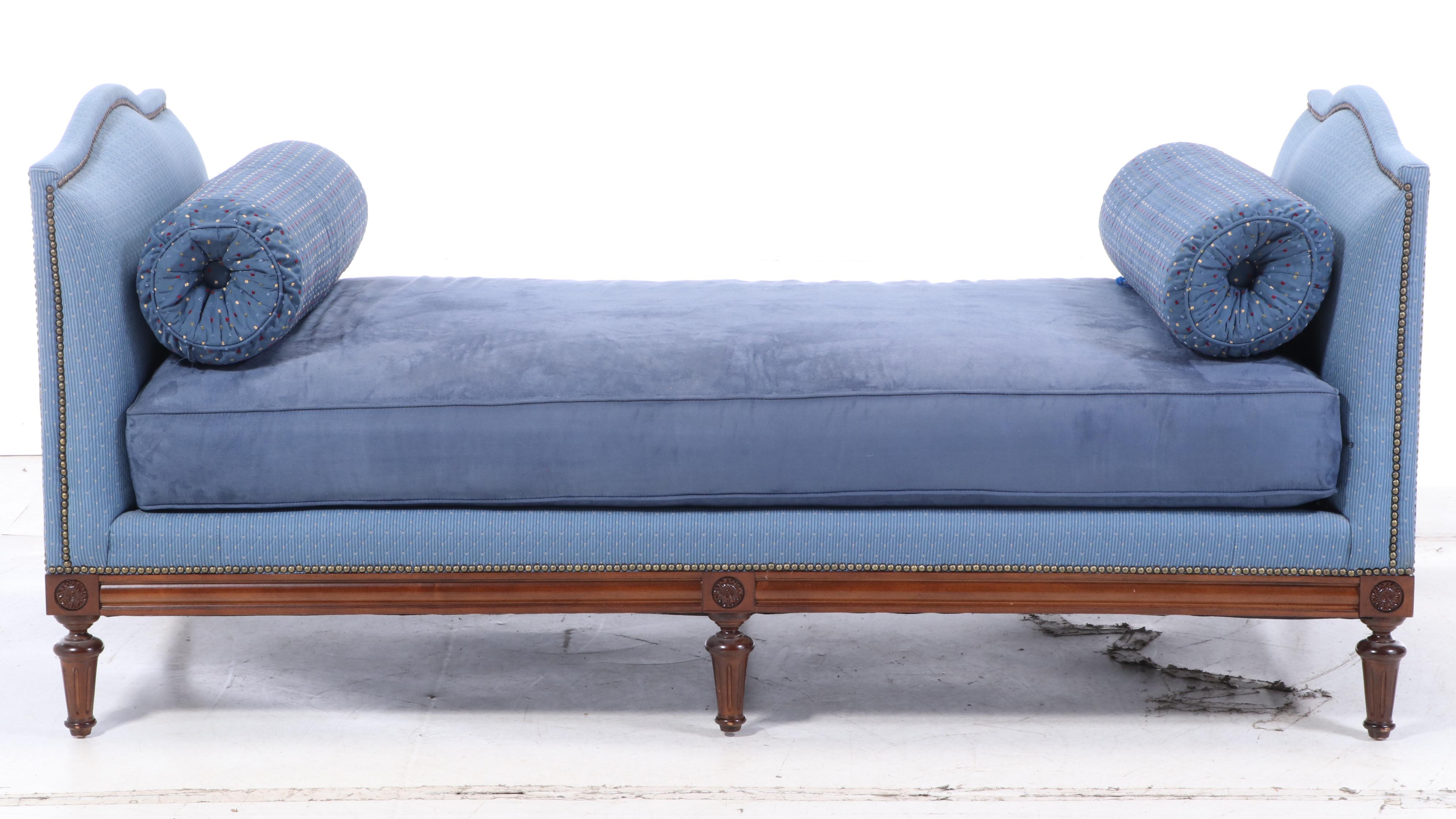 Upholstered Settee with Bolster Accent Pillows