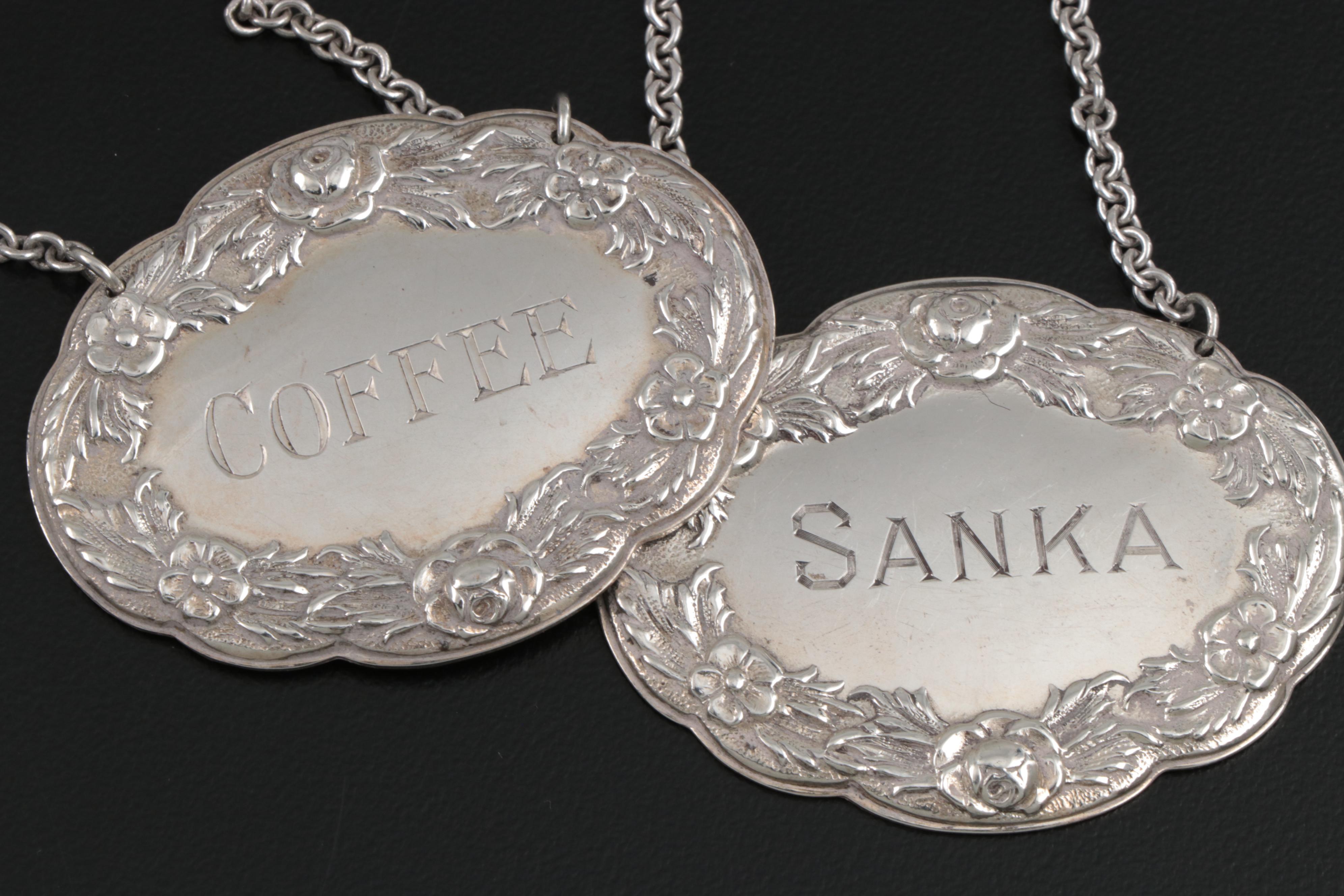 S. Kirk & Son Sterling Beverage Tags with Other Sterling Table Accessories