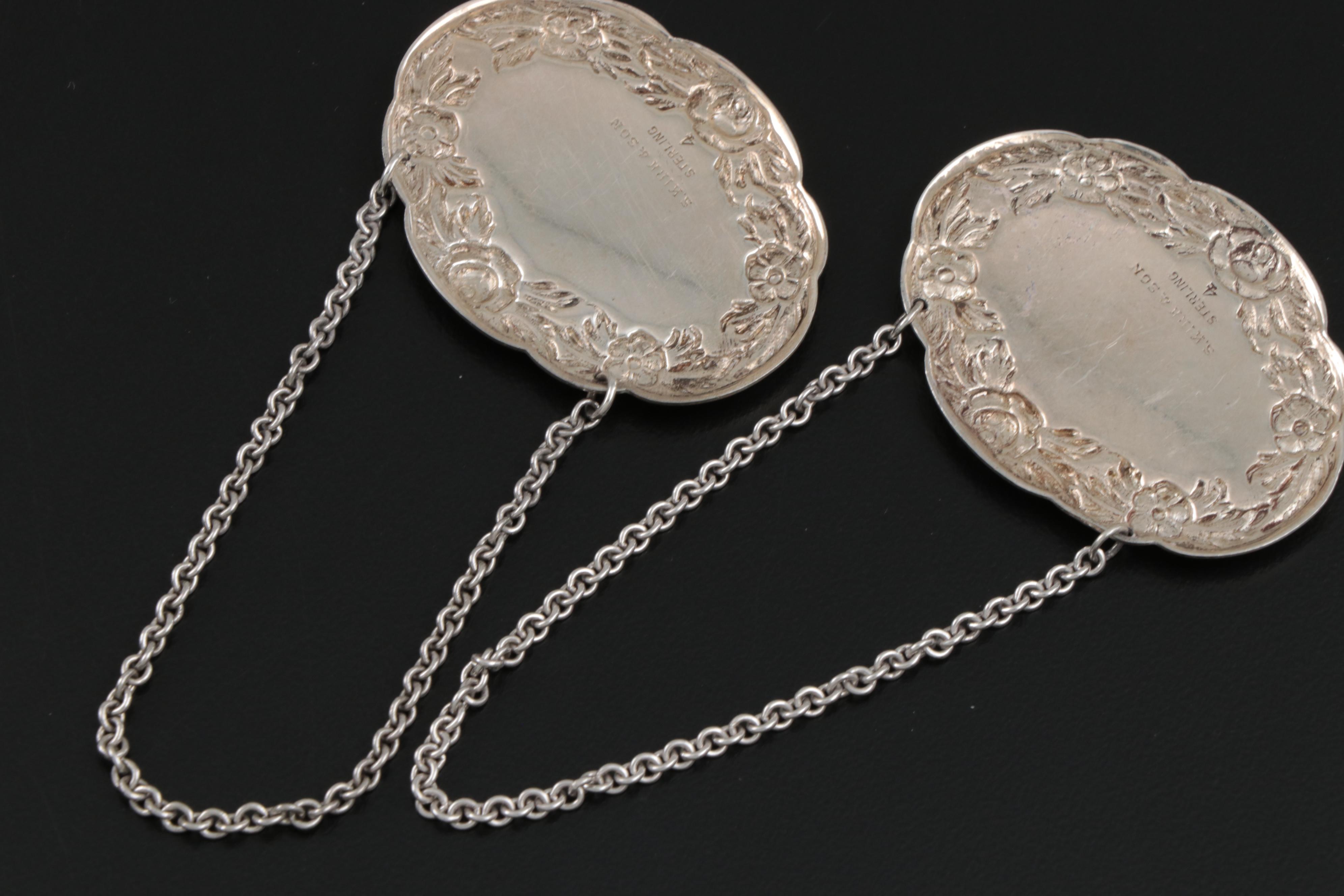 S. Kirk & Son Sterling Beverage Tags with Other Sterling Table Accessories