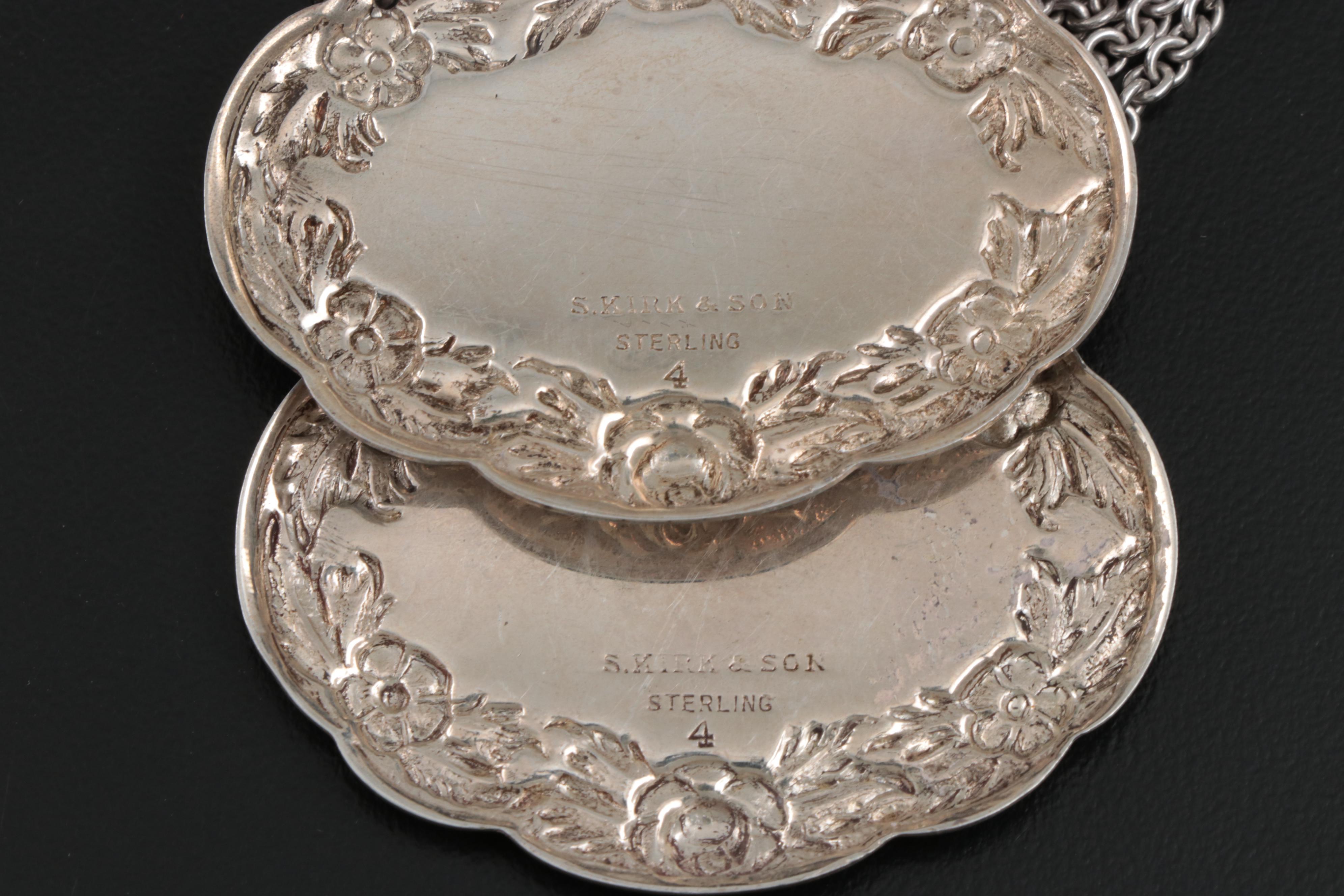 S. Kirk & Son Sterling Beverage Tags with Other Sterling Table Accessories