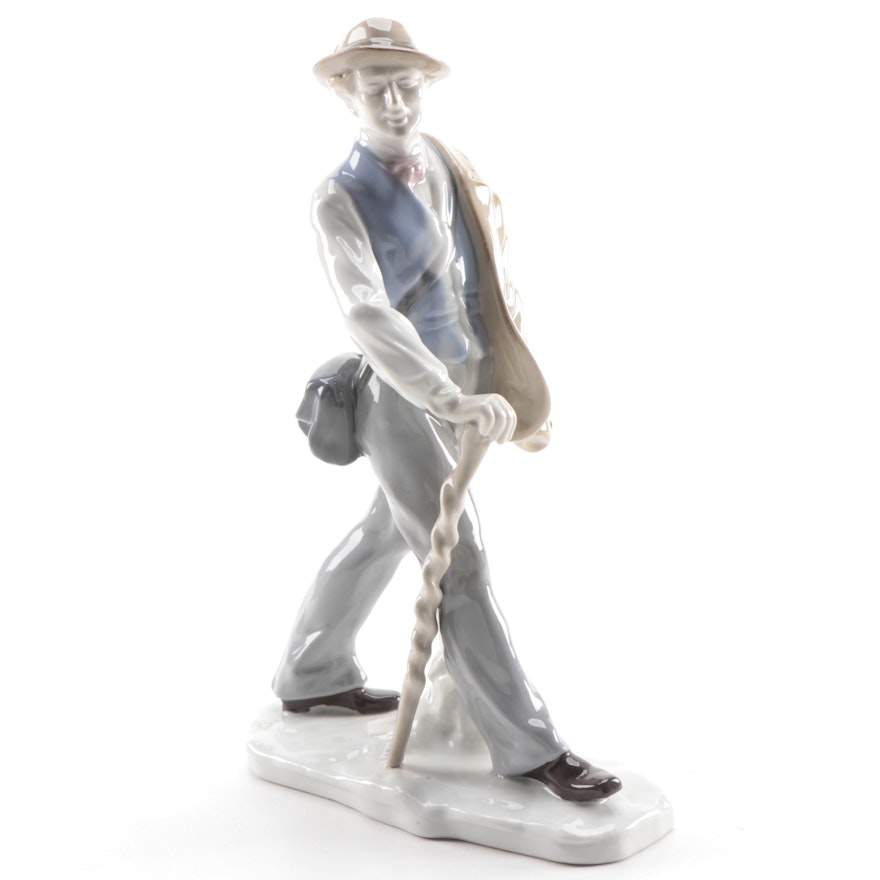 Gräfenthal Porcelain Figurine of a Man Walking, Mid-20th Century