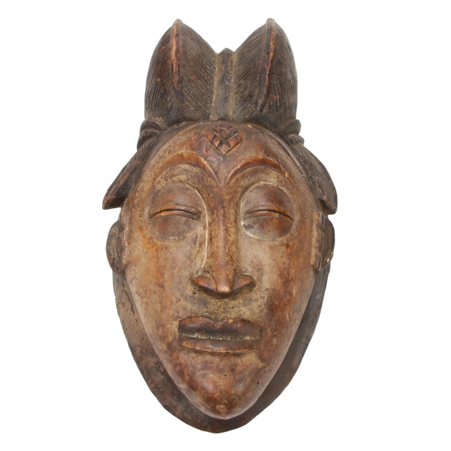 Punu Hand-Carved Wood Mask, Central Africa