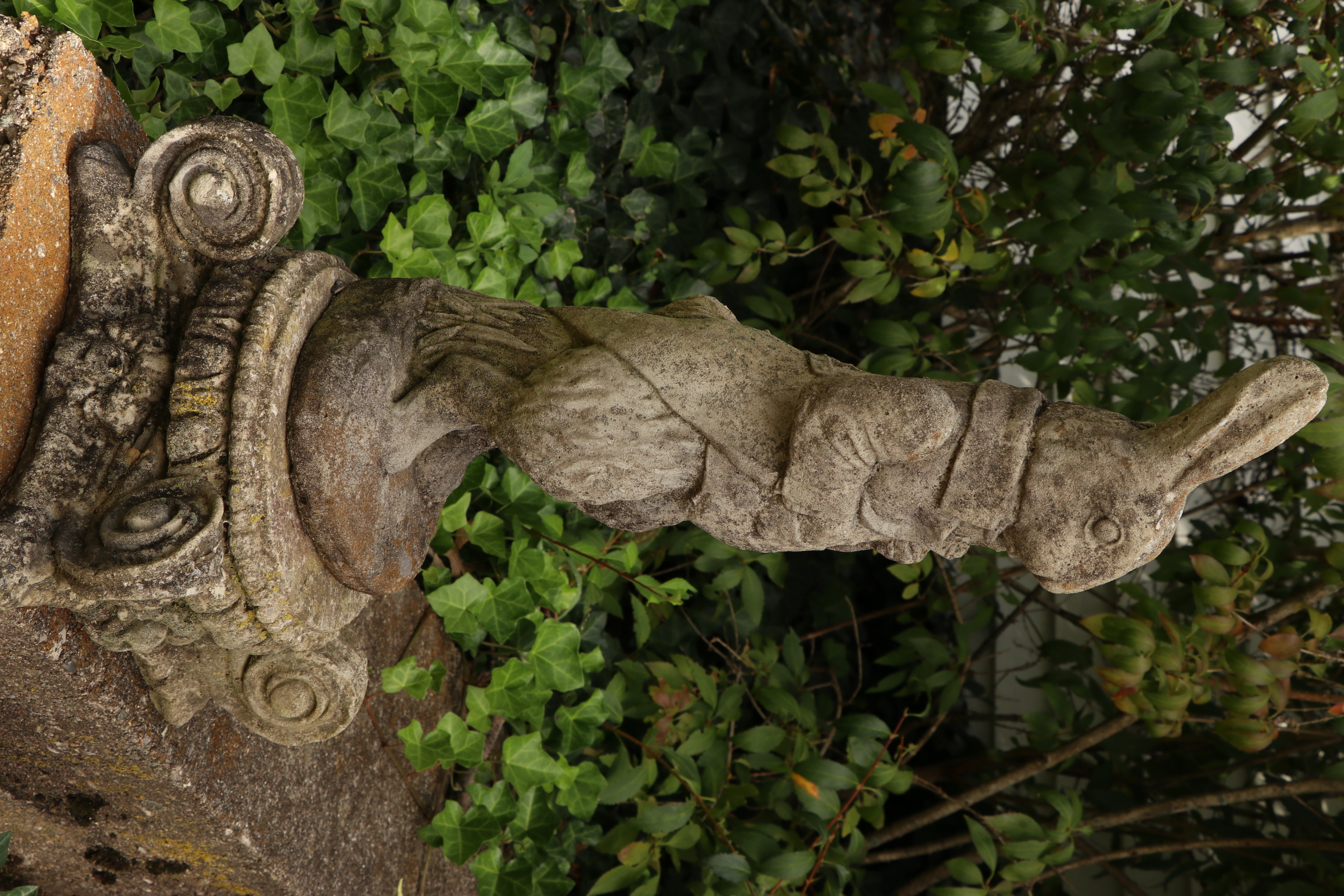 Peter Rabbit Concrete Garden Statue on Column Stand