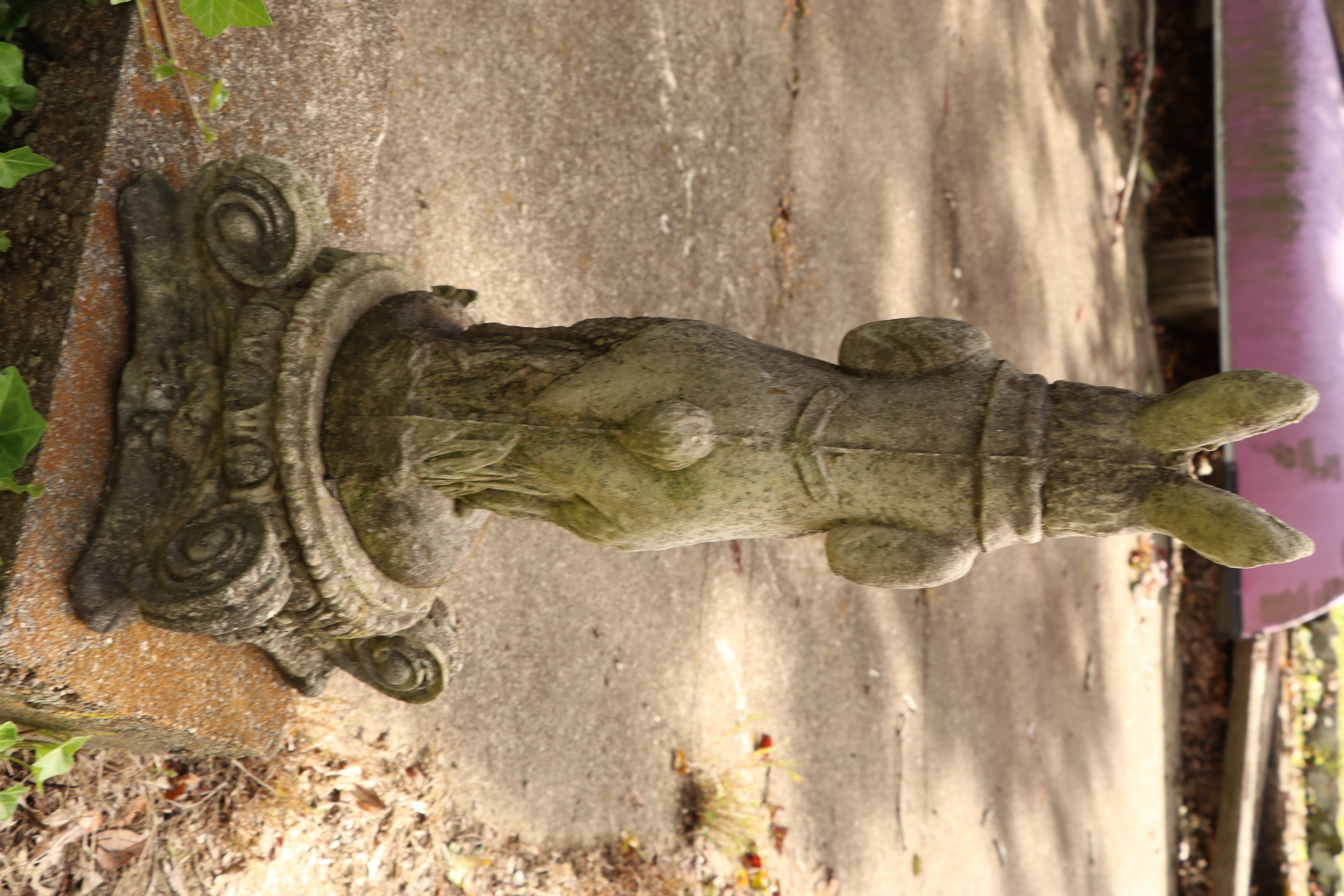 Peter Rabbit Concrete Garden Statue on Column Stand