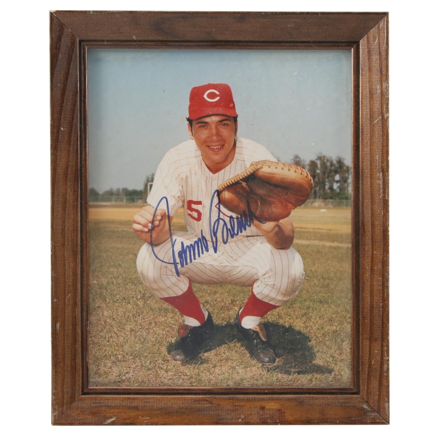 Johnny Bench Autographed Cincinnati Reds Framed Photo Print