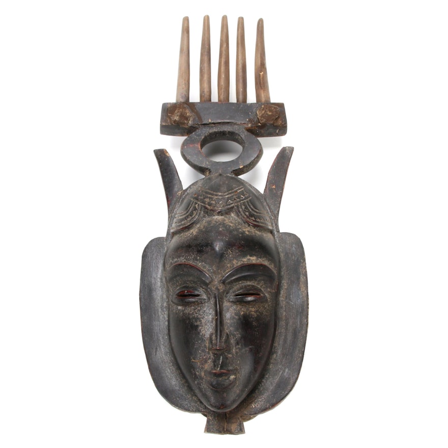 Yaure Style Carved Wood Mask, Côte d'Ivoire