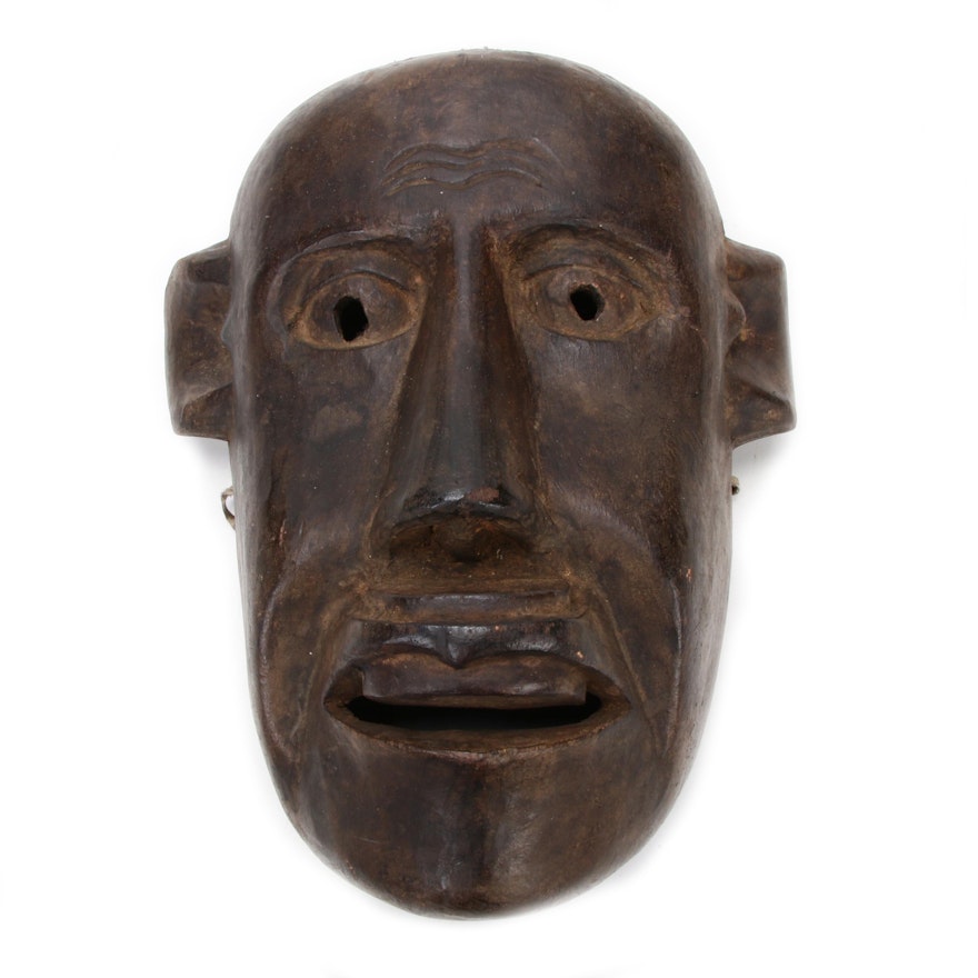 Makonde Style Mask Featuring Depiction of Top Lip Plate, East Africa