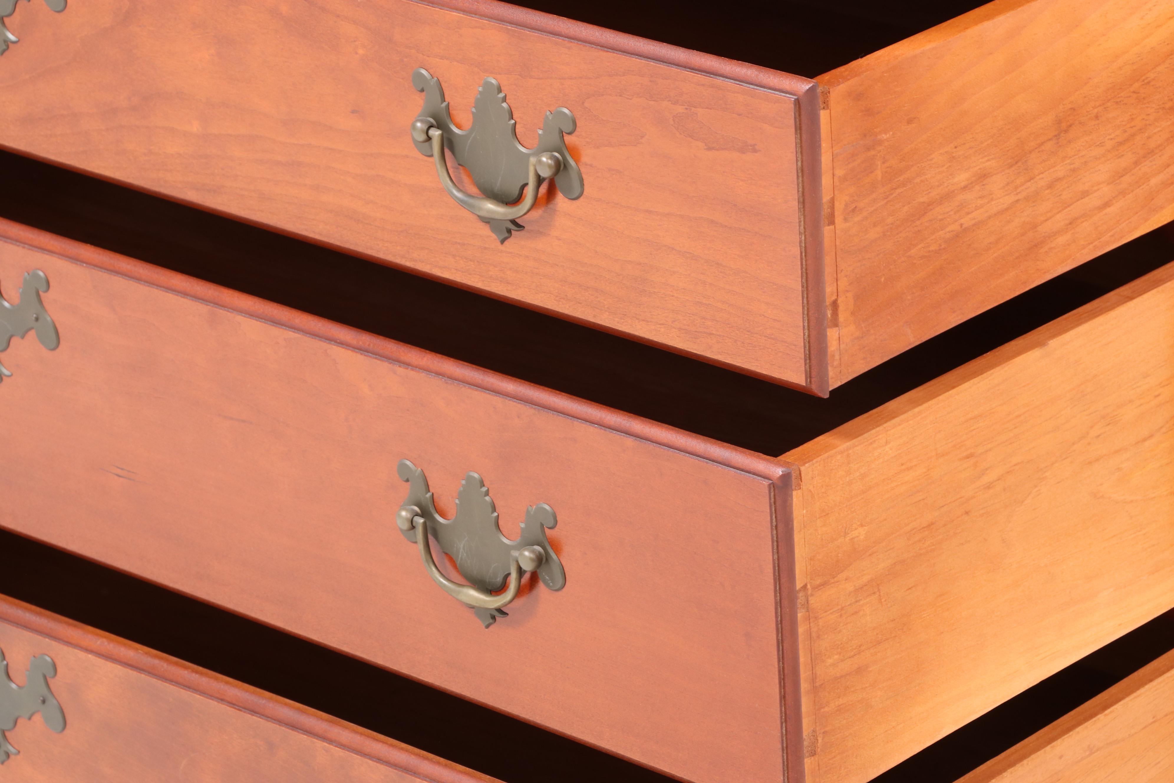 Eldred Wheeler Chippendale Style Cherrywood Bonnet-Top Secretary Bookcase