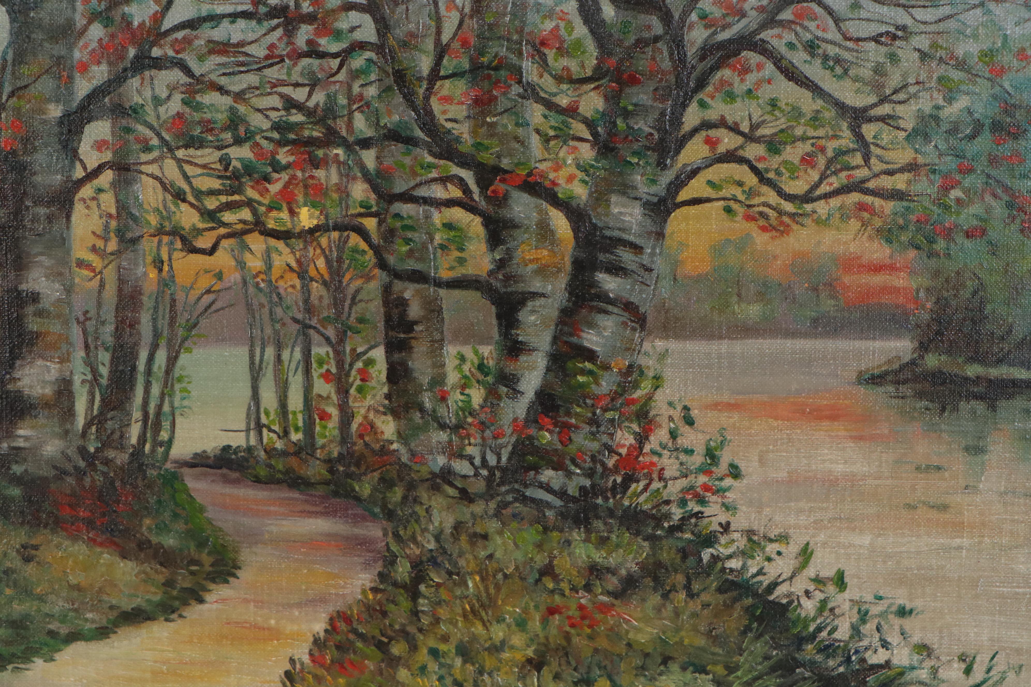 K.F. Fiedler Oil Painting of Landscape, 20th Century