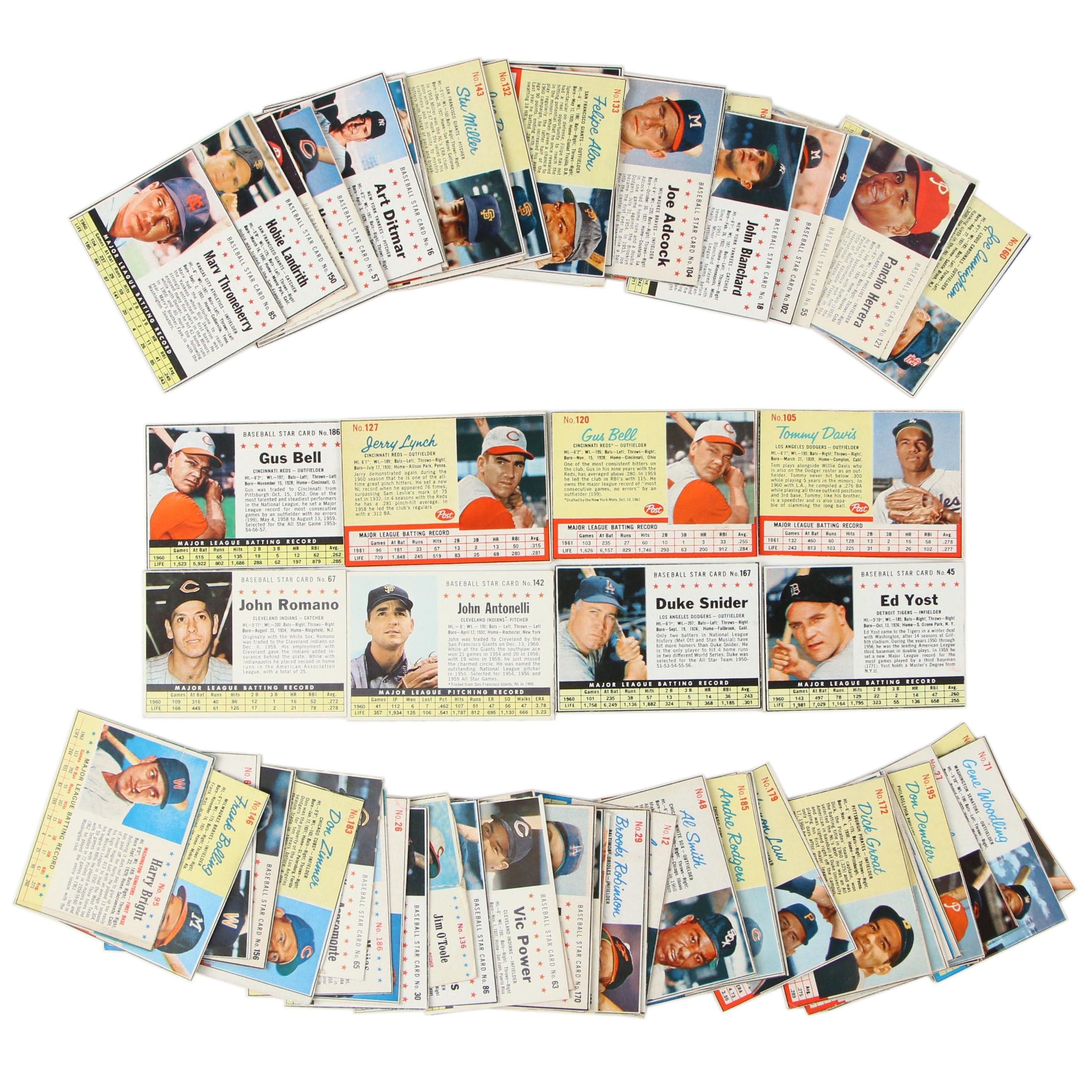 Early 1960s Post Cereal Baseball Cards with Stars and Hall of Fame Players