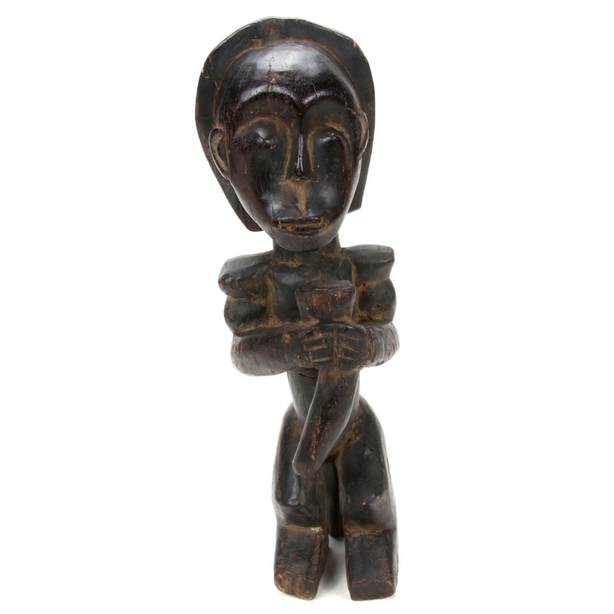 Fang Style Hand-Carved Wood Figure, Central Africa