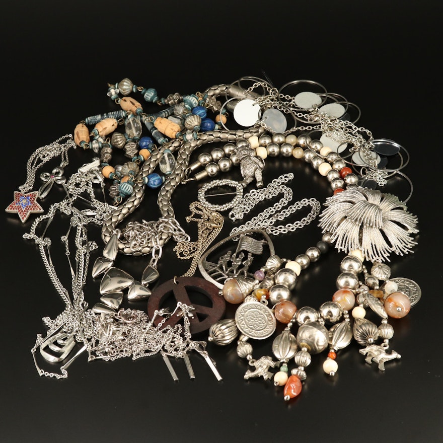 Necklaces, Brooches and Bracelets Including Wood, Agate and Bone