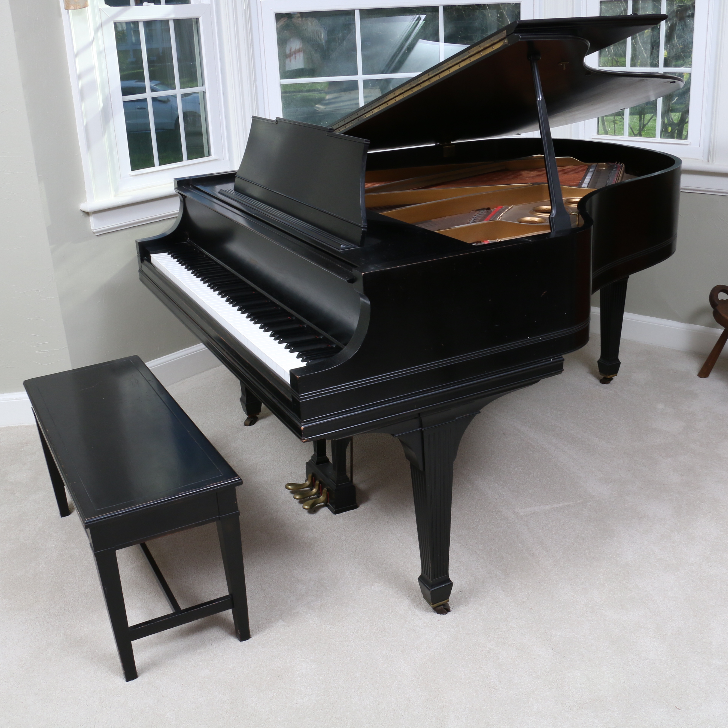 Everett Black Baby Grand Piano with Bench