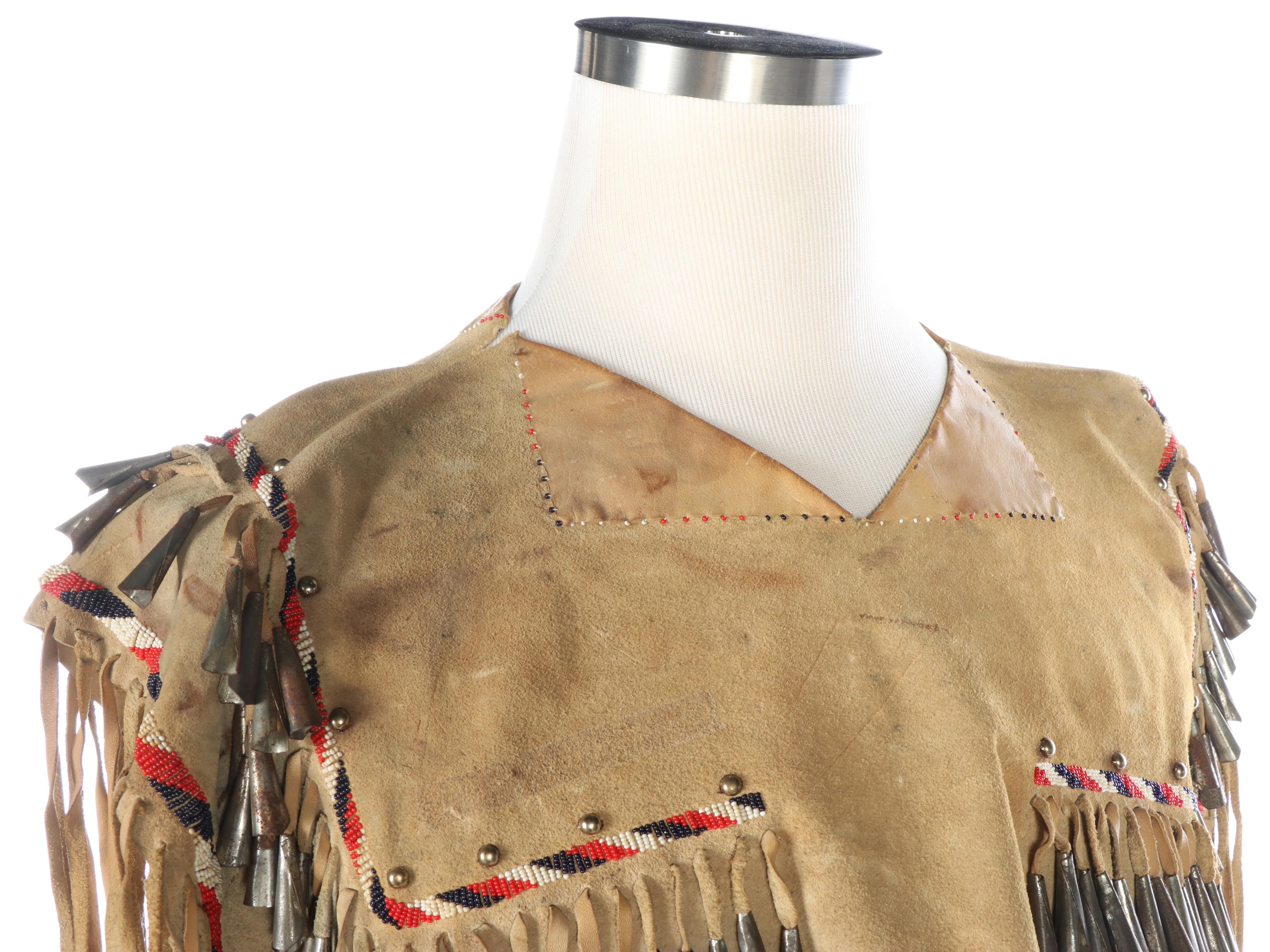 Native American Style Buckskin Jingle Cone and Beaded Poncho
