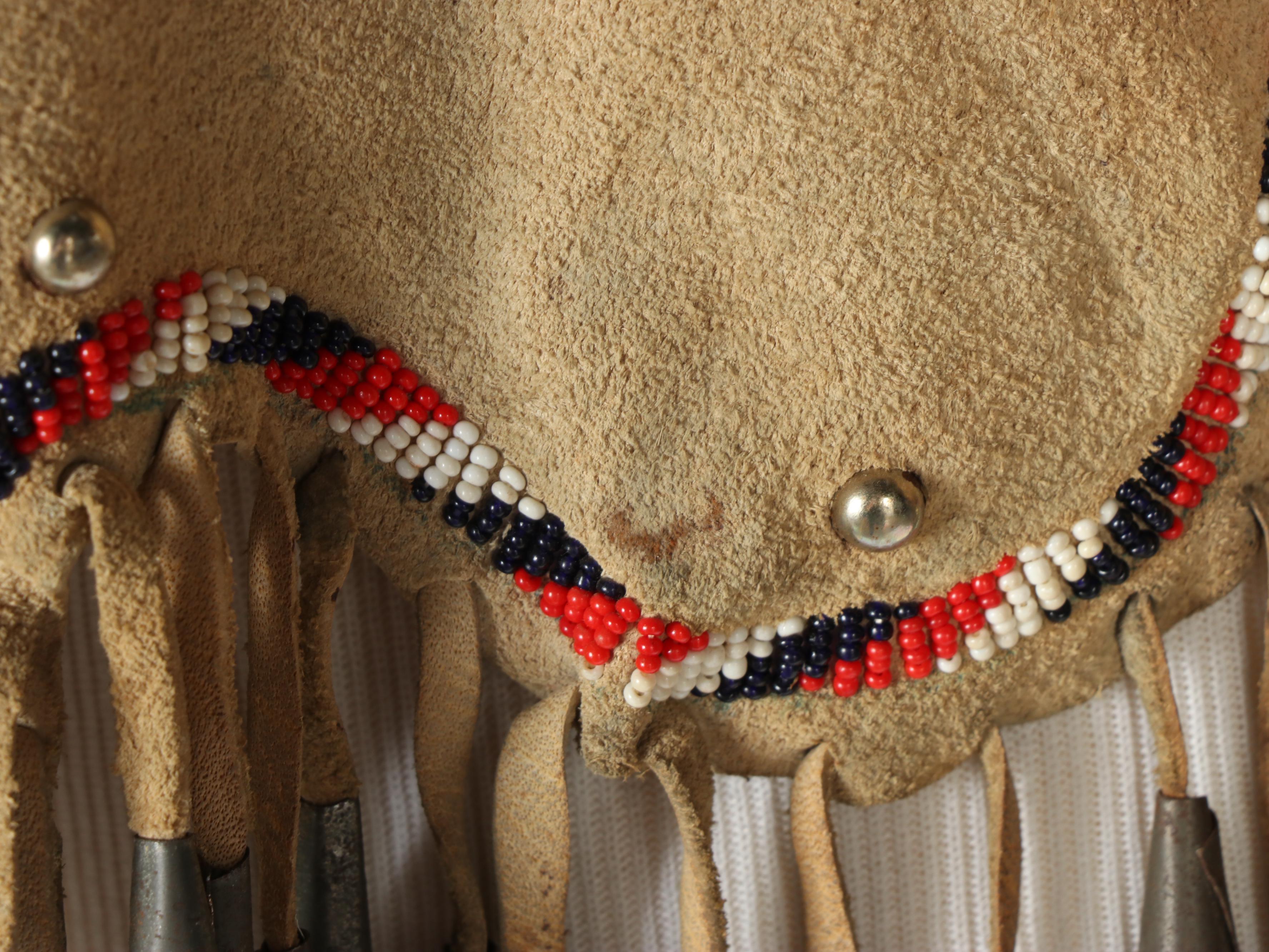 Native American Style Buckskin Jingle Cone and Beaded Poncho