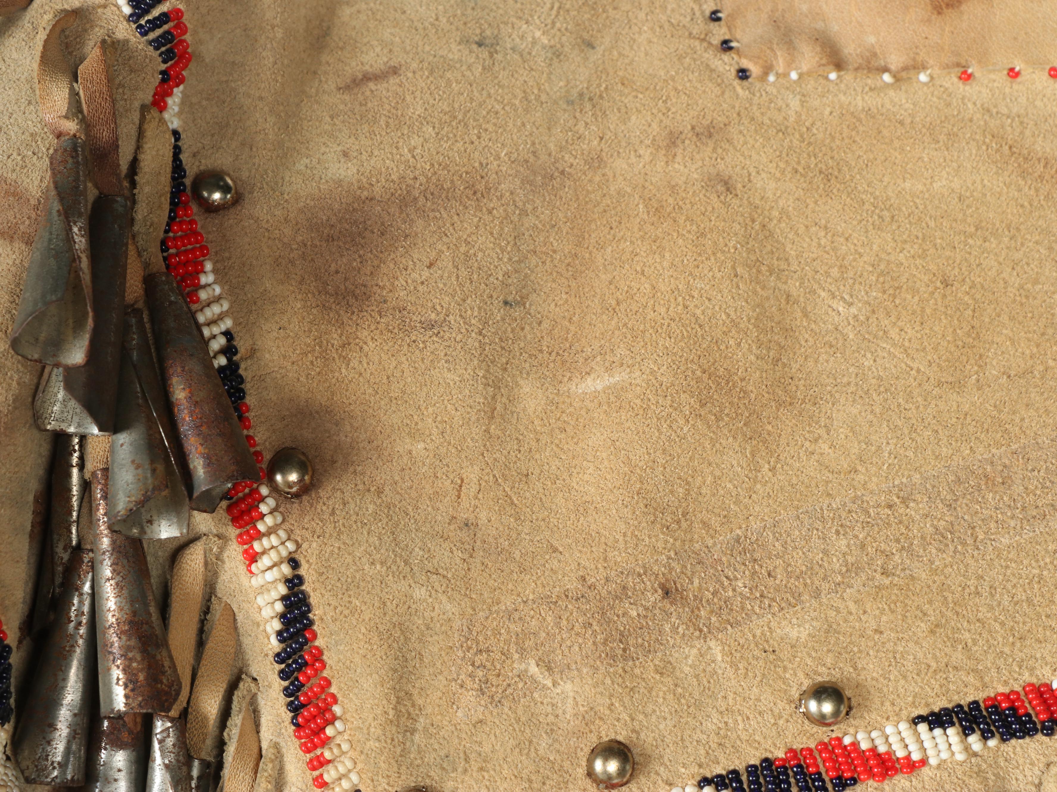 Native American Style Buckskin Jingle Cone and Beaded Poncho