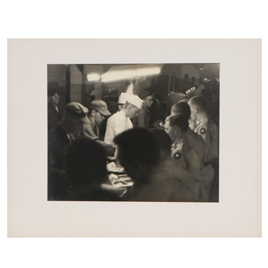 Silver Gelatin Photograph of Military Dinner, Mid 20th Century