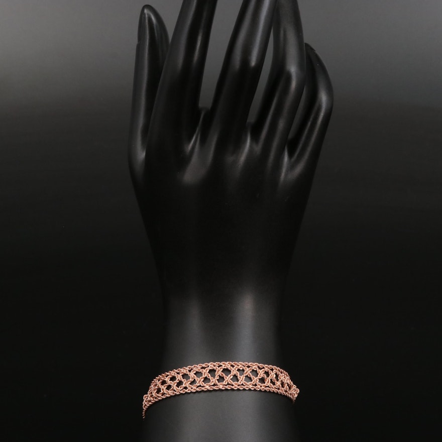14K Rose Gold Woven Rope Bracelet