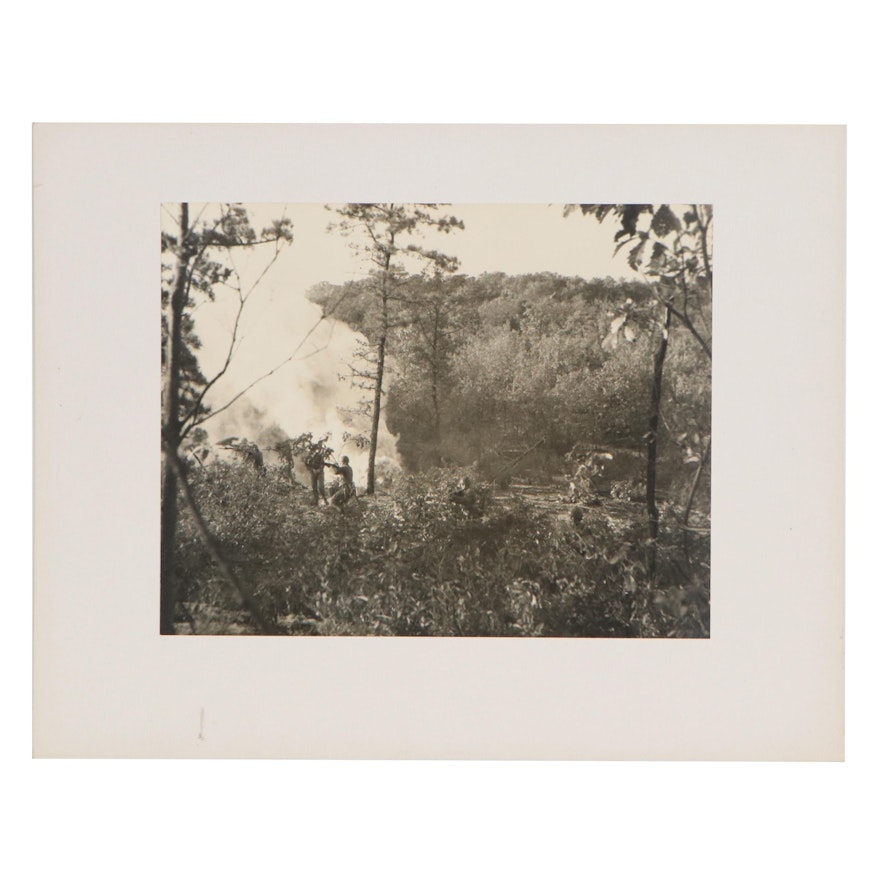 Silver Gelatin Photograph of Military Gunfire, Mid 20th Century