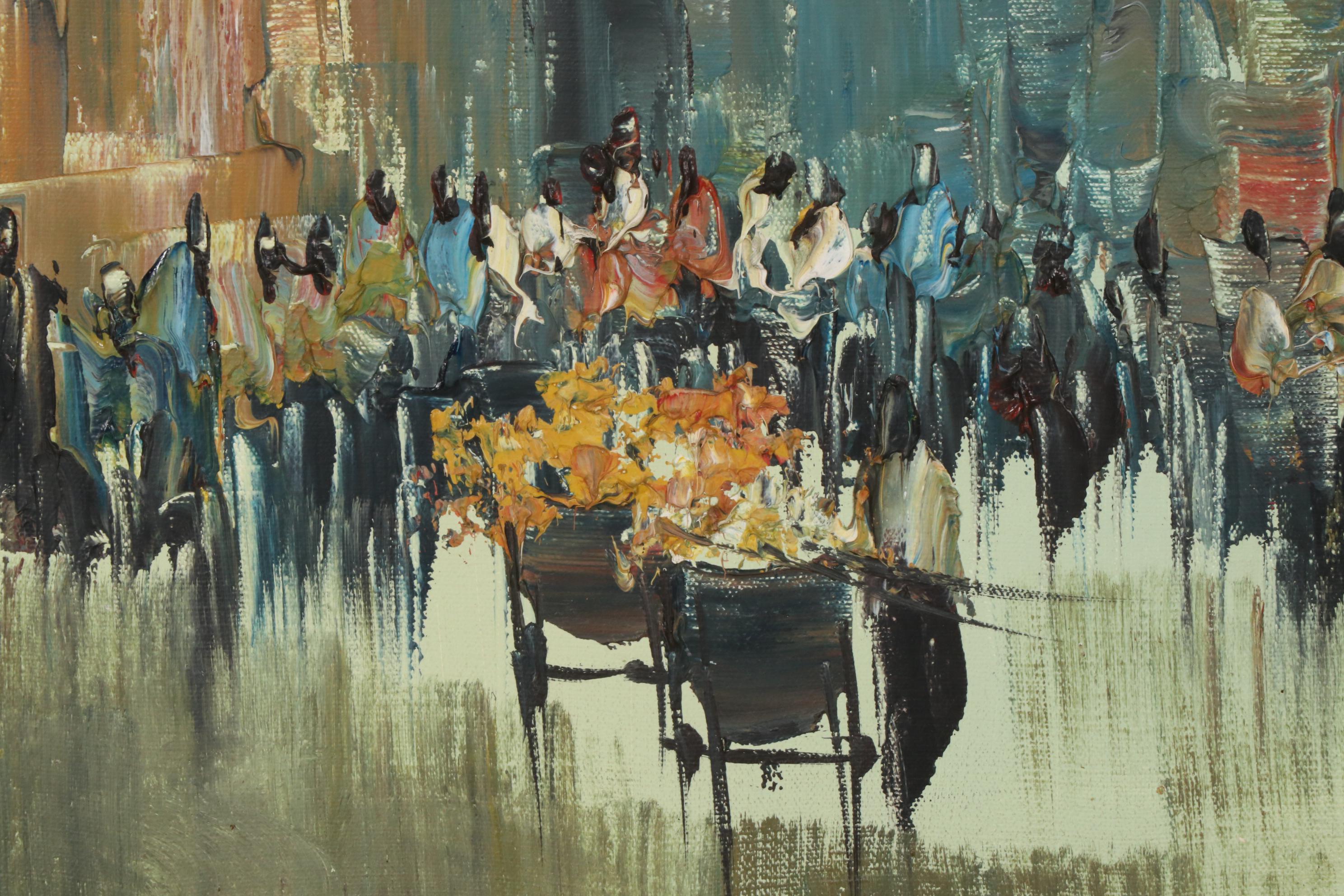 Enrico Zablan Oil Painting of Philippines Street Scene, Mid to Late 20th Century