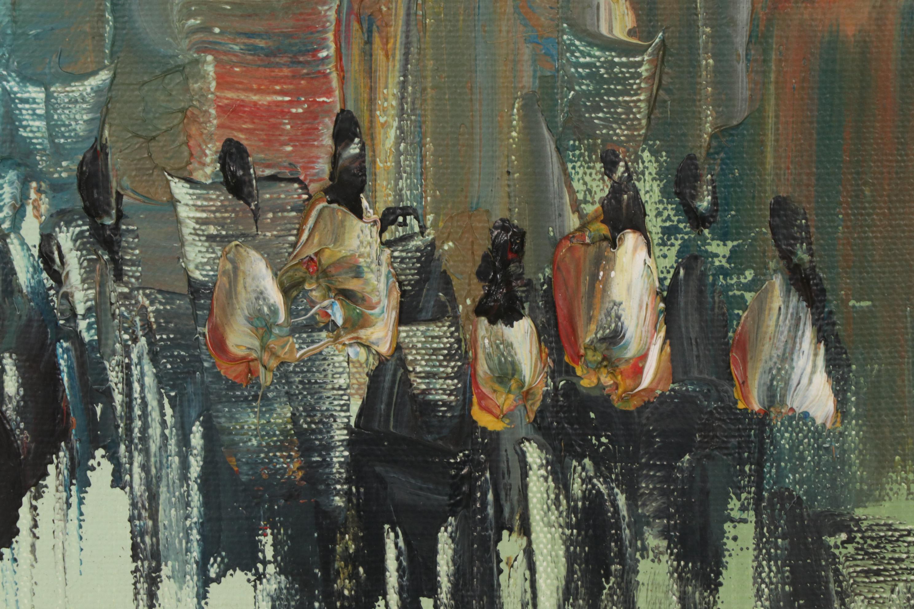 Enrico Zablan Oil Painting of Philippines Street Scene, Mid to Late 20th Century