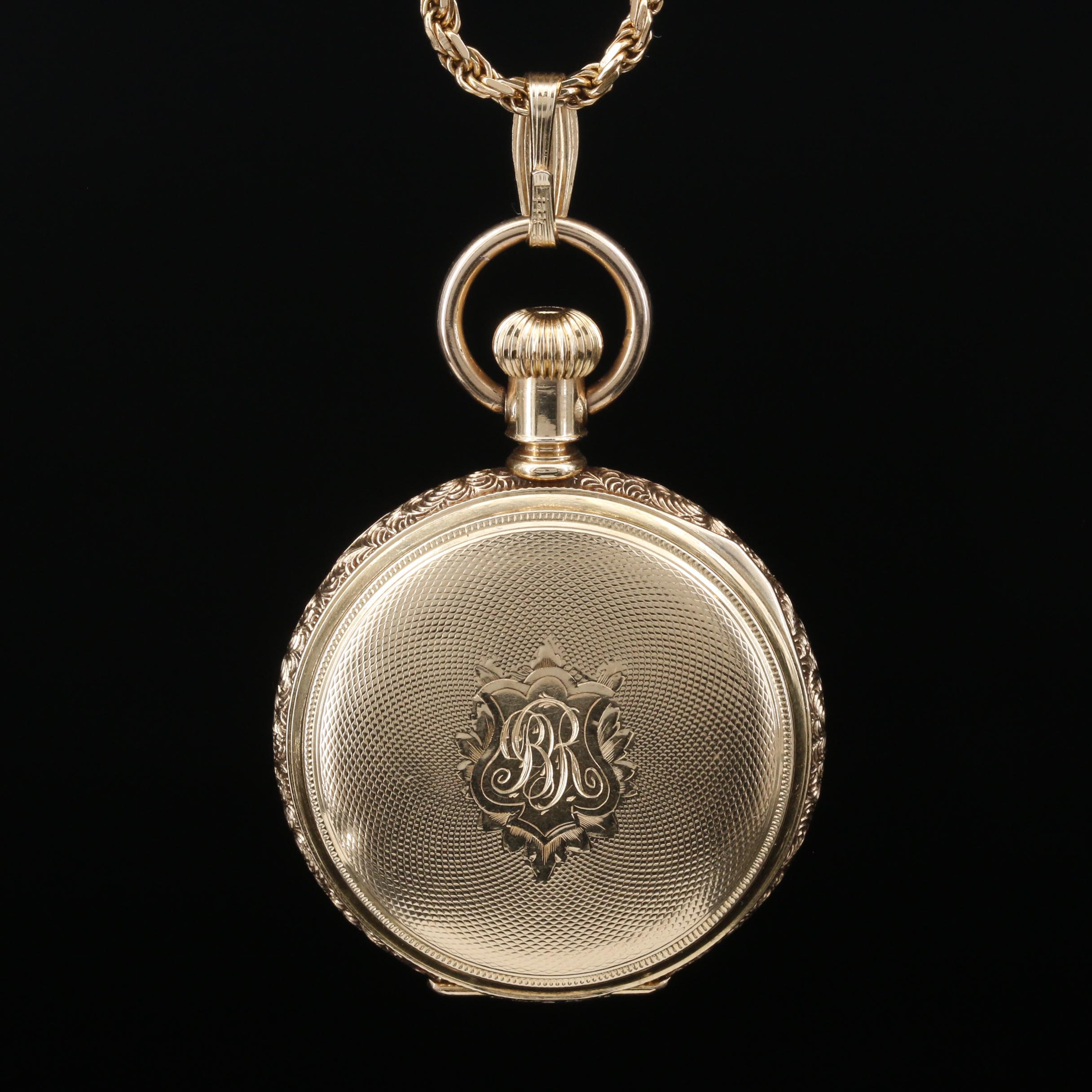 Antique American Waltham 14K Gold Pocket Watch on 14K Gold Chain Fob