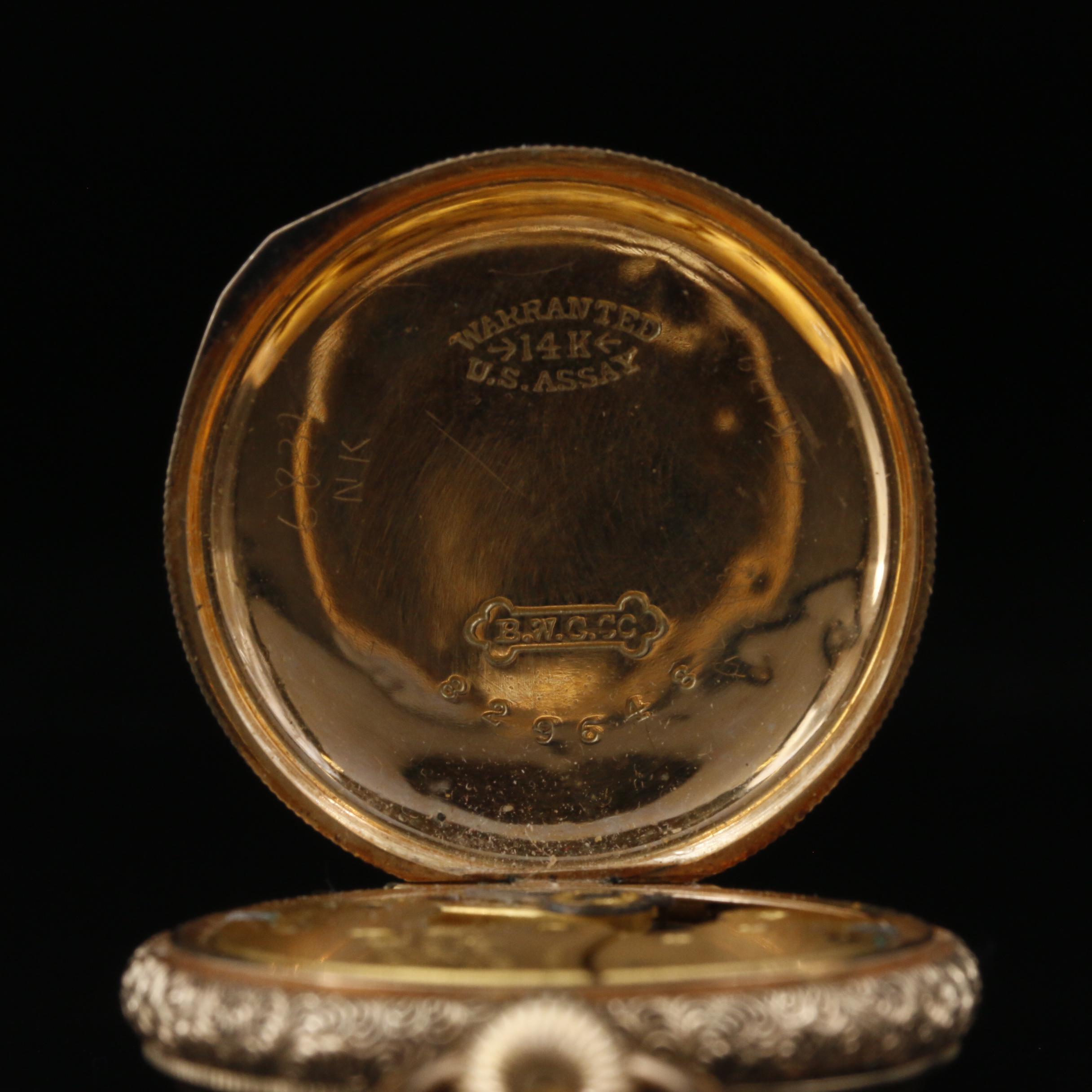 Antique American Waltham 14K Gold Pocket Watch on 14K Gold Chain Fob