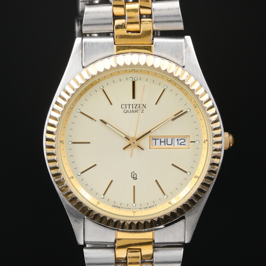 Citizen Two Tone DayDate Quartz Calendar Wristwatch