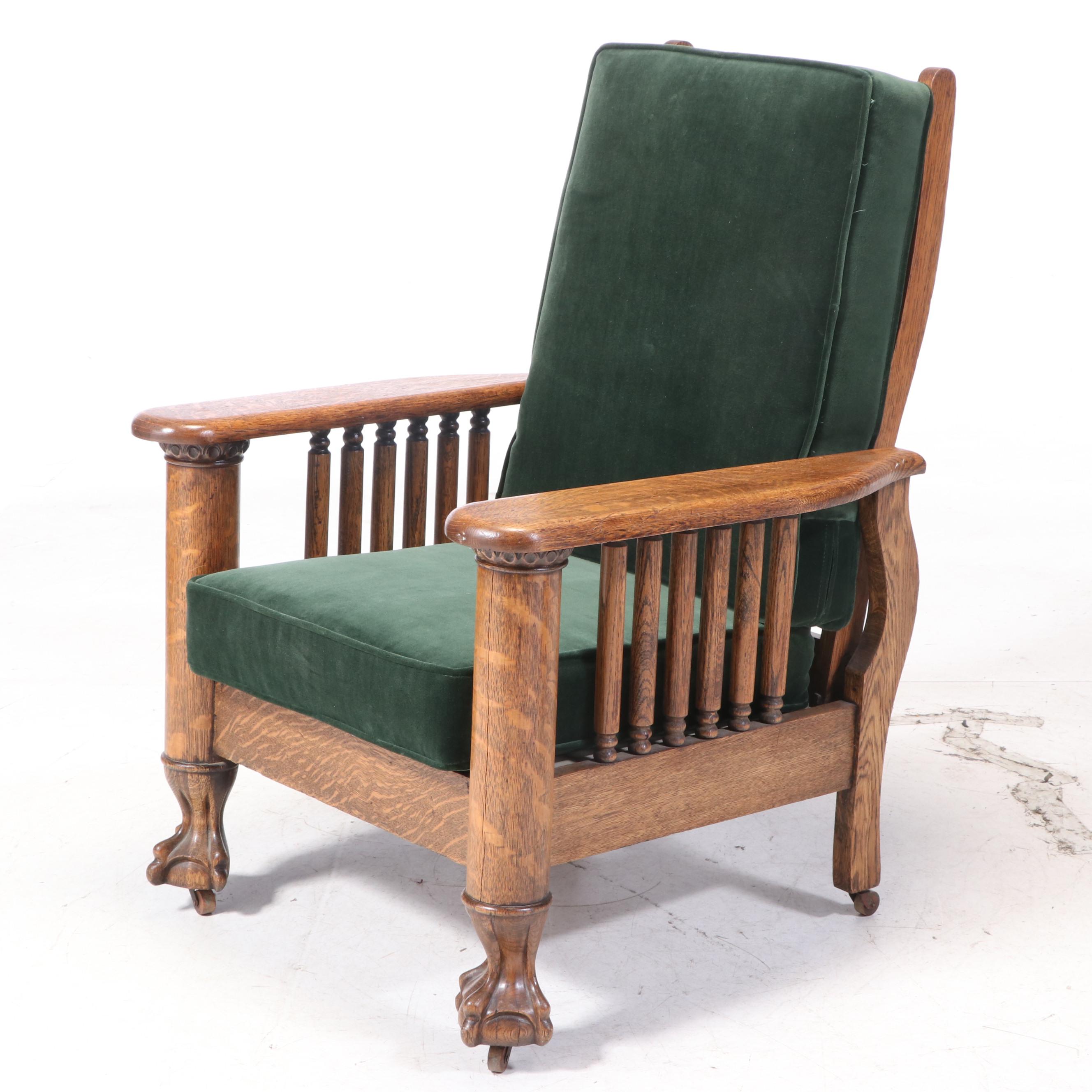 Oak Flat Arm Upholstered Arm Chair